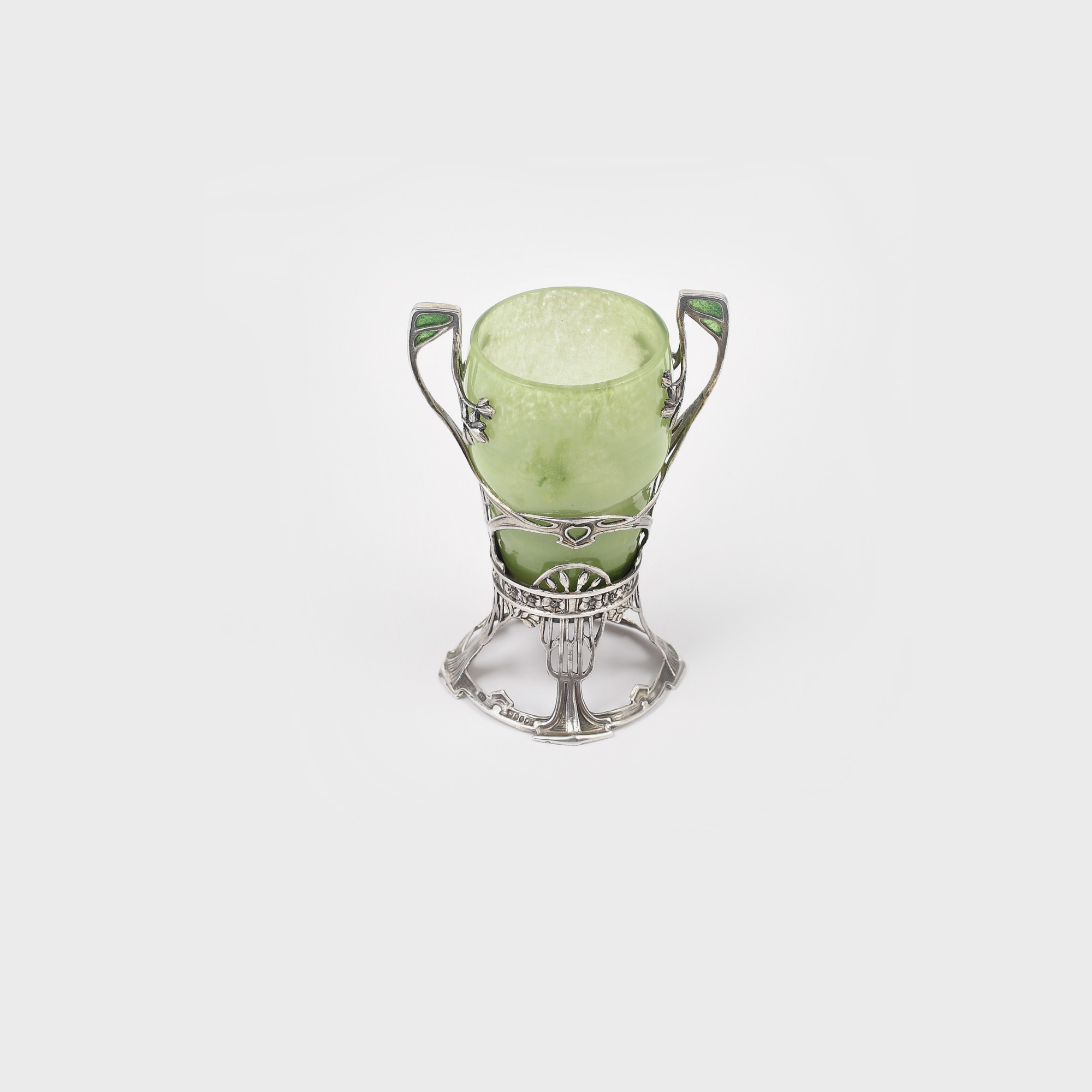 Elegant vas Art Nouveau din argint și sticlă, importator Henry Charles Freeman, 1902