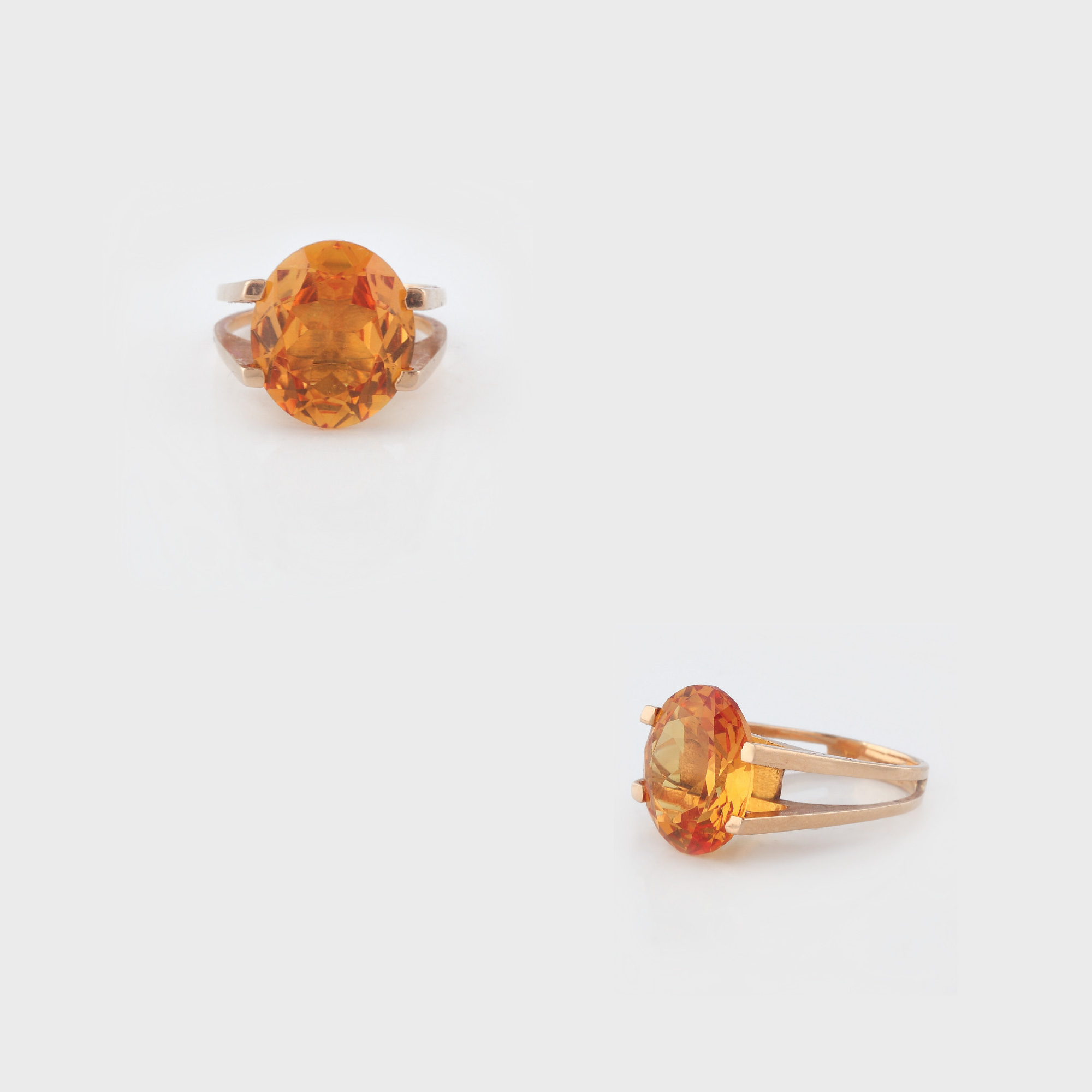Inel Art Deco din aur, decorat cu un mare citrin (3,4 ct.)