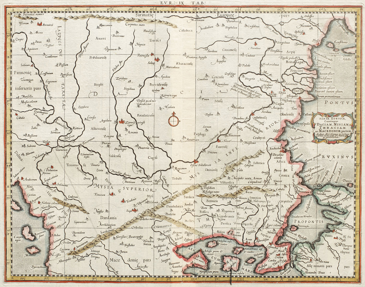Hartă a Balcanilor, de Gerard Mercator, după Ptolemeu, cca. 1690