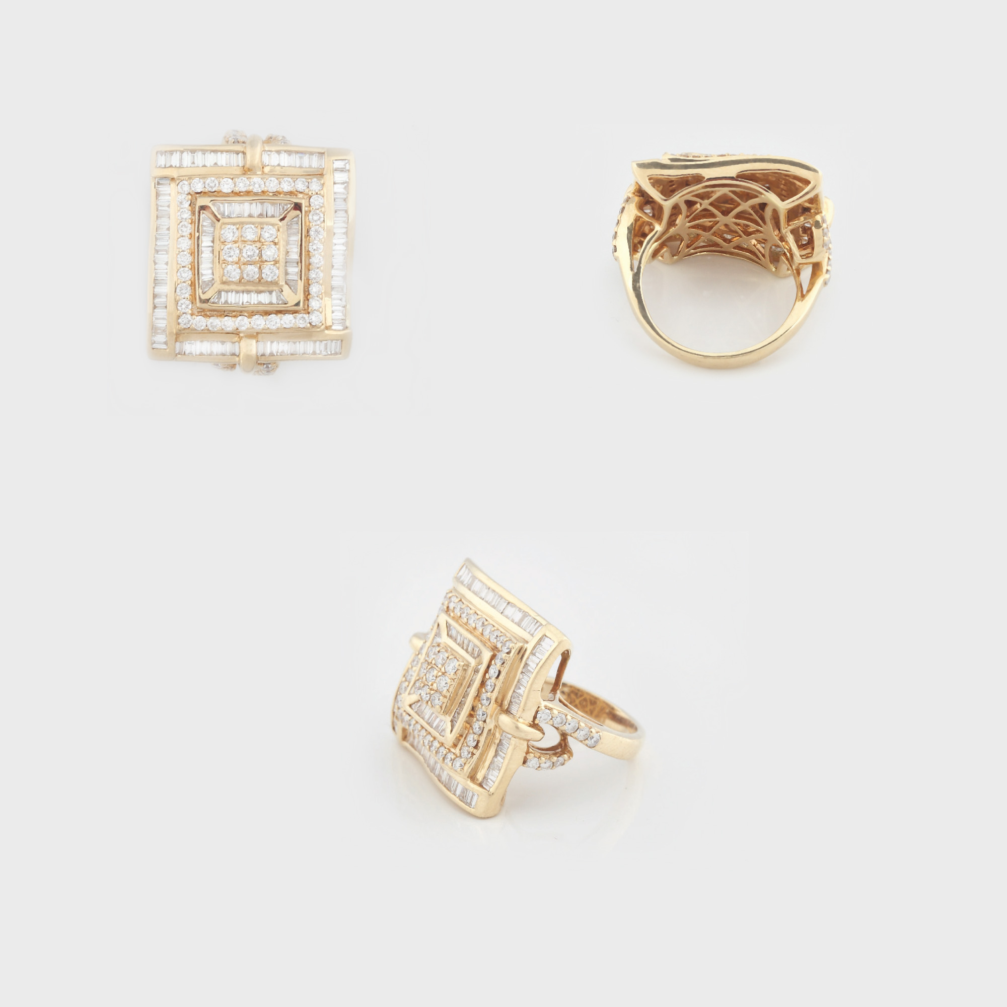 Impozant inel din aur, ornamentat cu diamante 