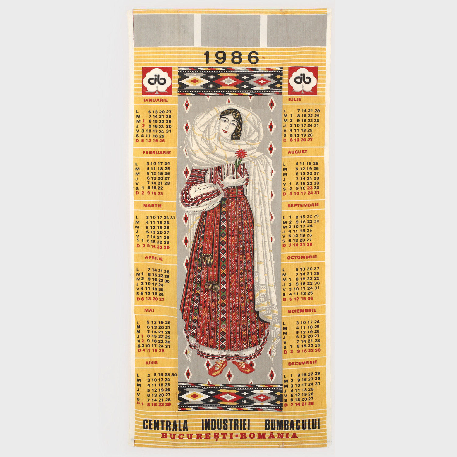 Calendar textil Centrala Industriei Bumbacului 1986