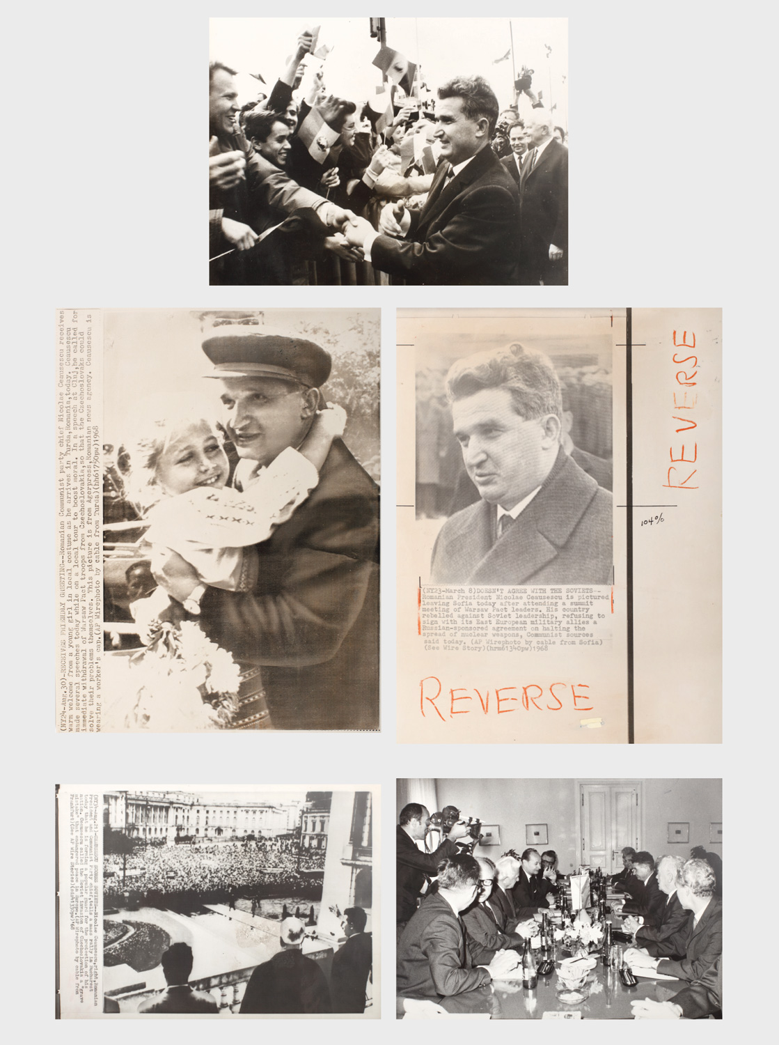 Nicolae Ceauşescu, susţinător al reformelor din Cehoslovacia, 1968, lot format din 5 fotografii