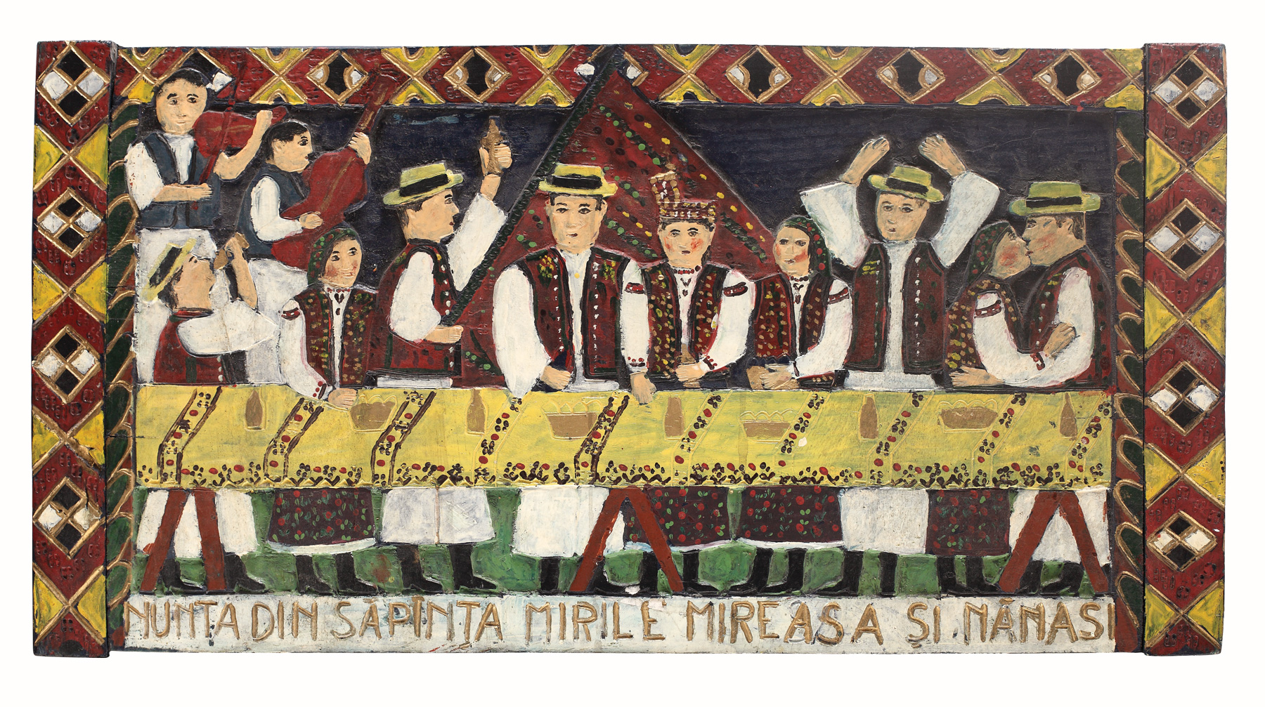 Jocul steagului, pictură naivă de Săpânța