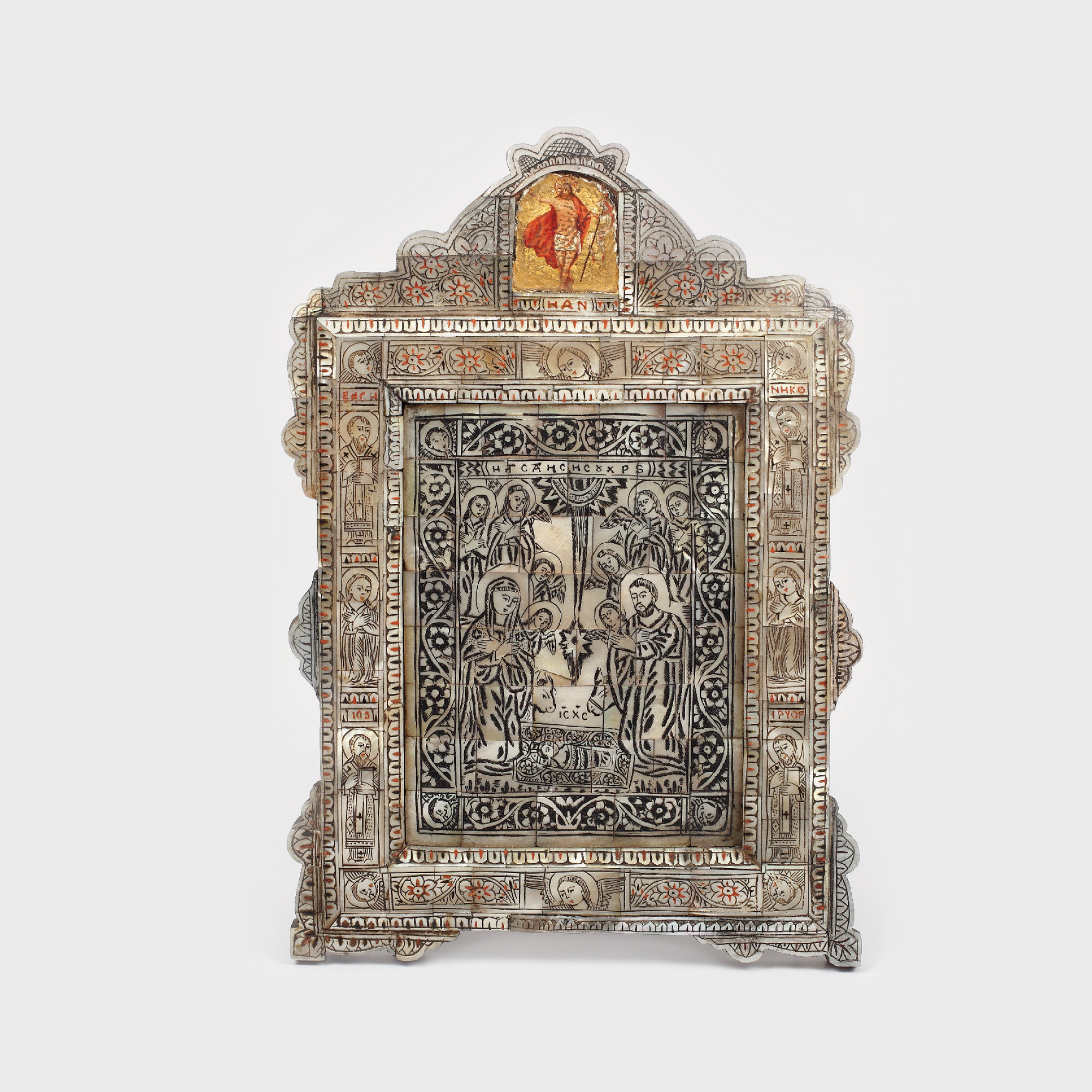 Icoană pe sidef, "Naşterea lui Iisus", sec. XIX