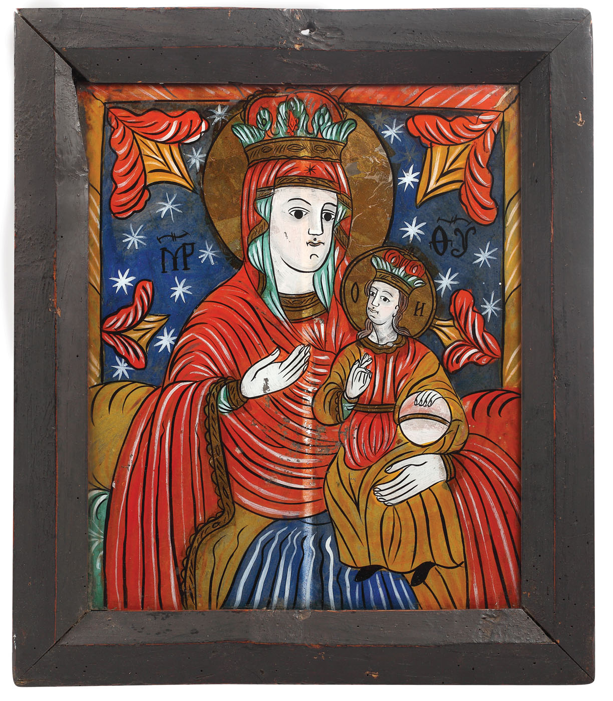 Icoană "Maica Domnului şi Pruncul", atelier Făgăraş, sec. XIX; provine din Colecţia Ciobanu