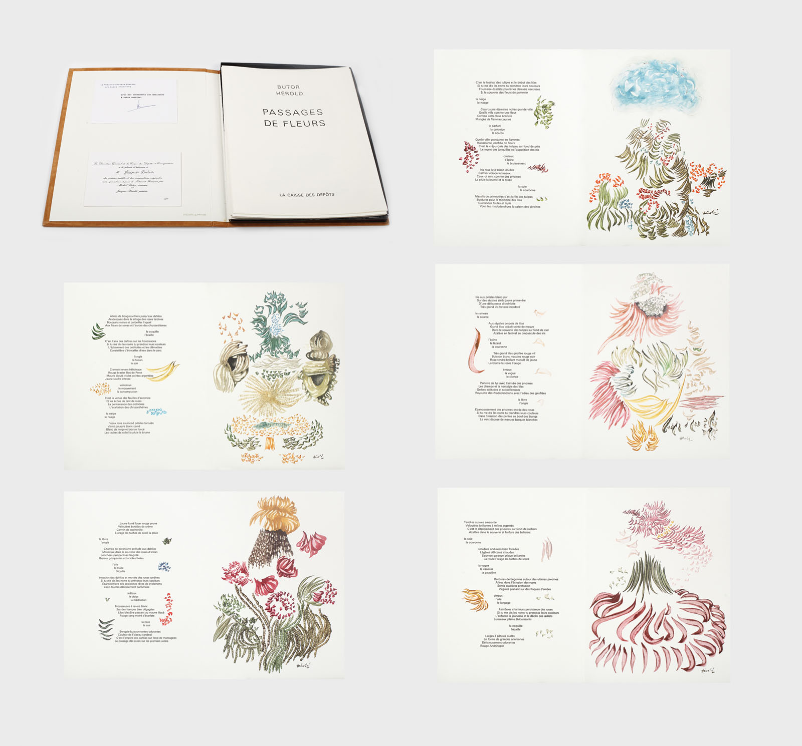 Passage de fleurs. Mapă cu 5 gravuri de Jacques Hérold, însoţită de texte de Michel Butor