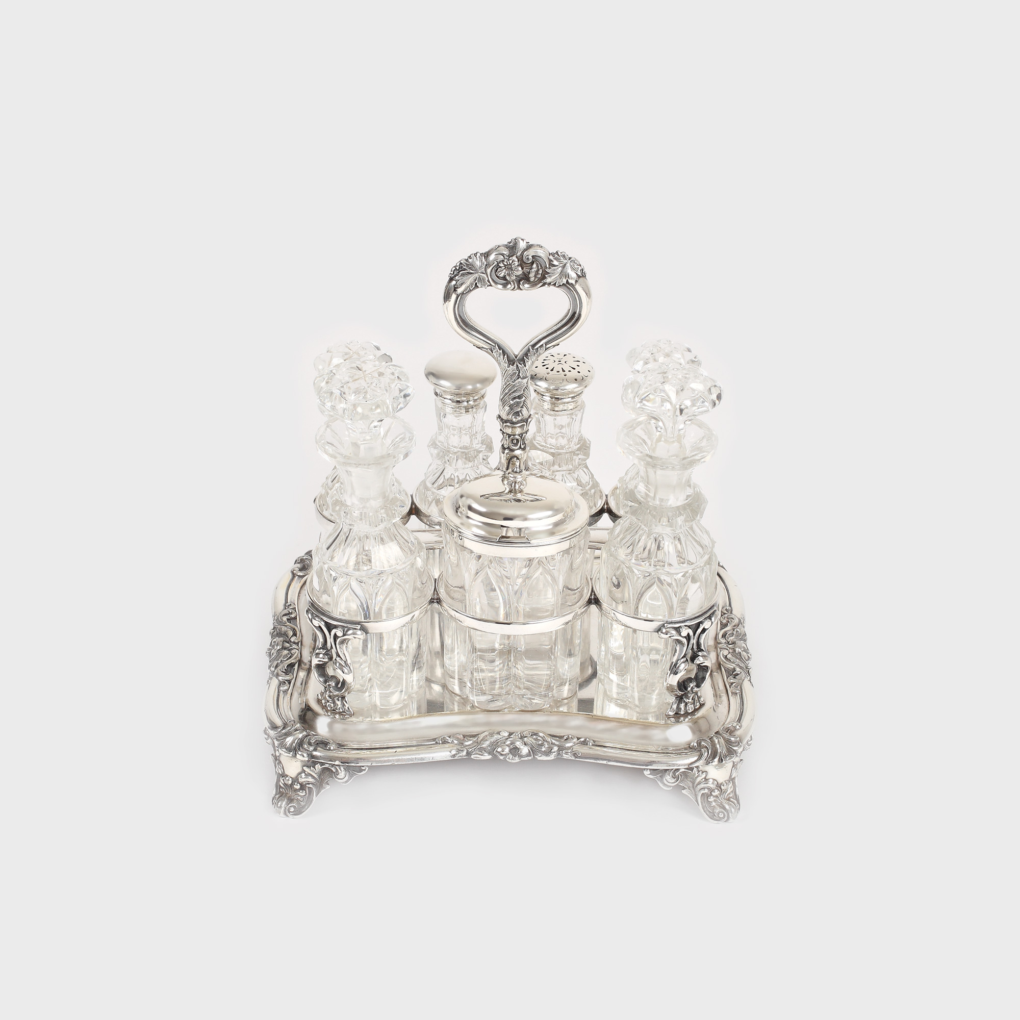 Elegantă olivieră din argint Edward & William Smith şi cristal, cca.1850