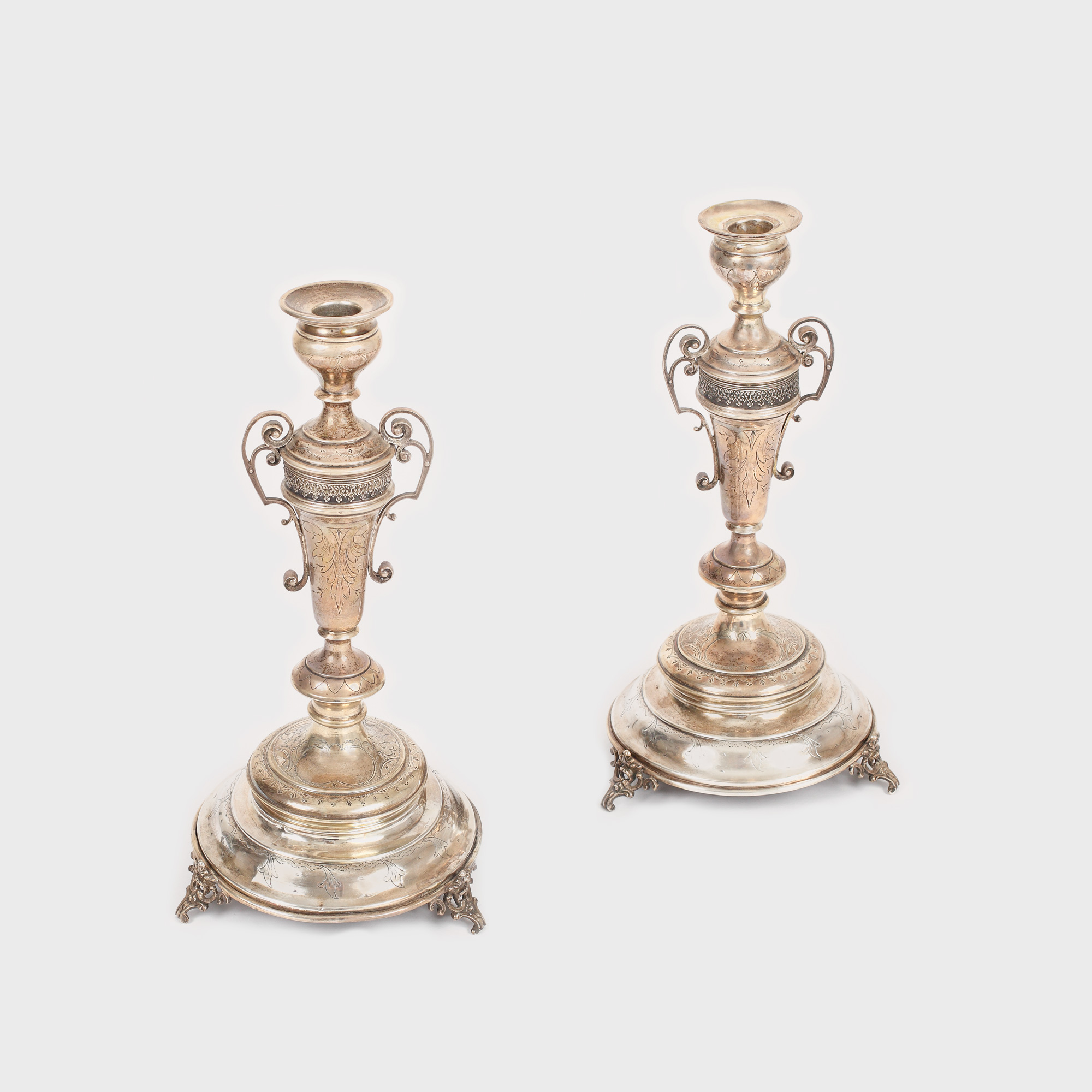 Pereche de sfeşnice din argint vienez, cca. 1867-1900