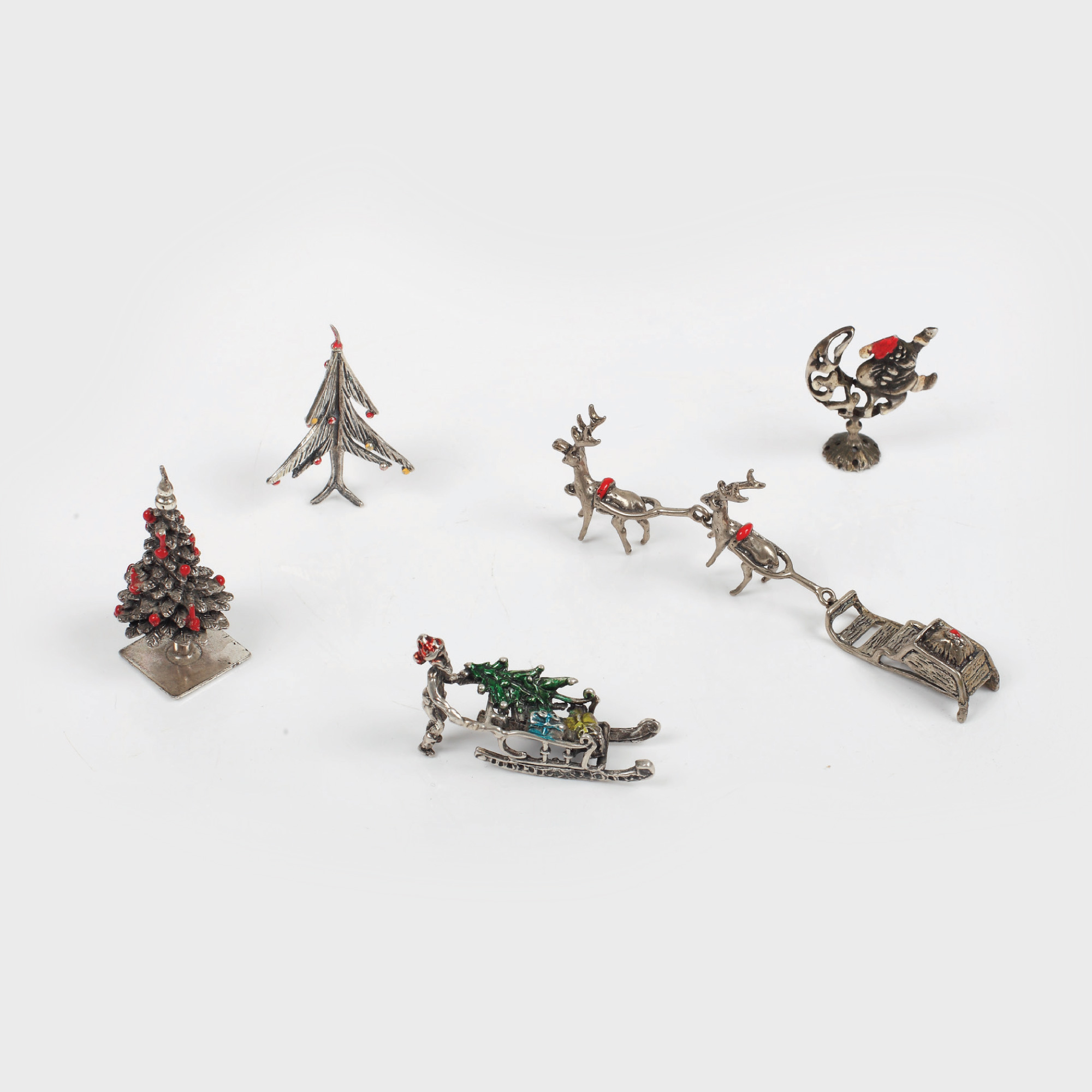 Colecție de figurine decorative pentru Crăciun, din argint