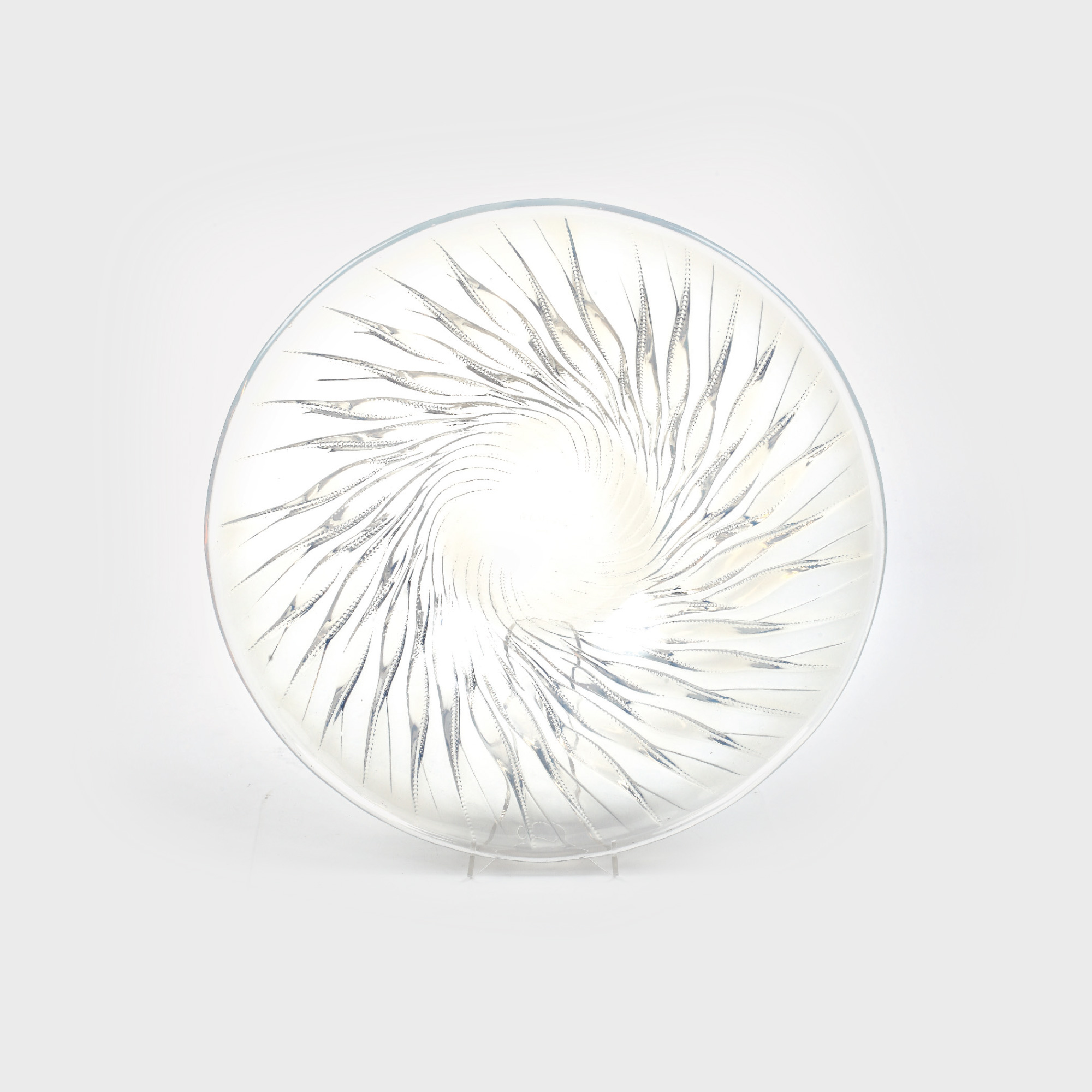 Platou-fructieră Lalique "Algues", în stil Art Deco, cca. 1945-1962