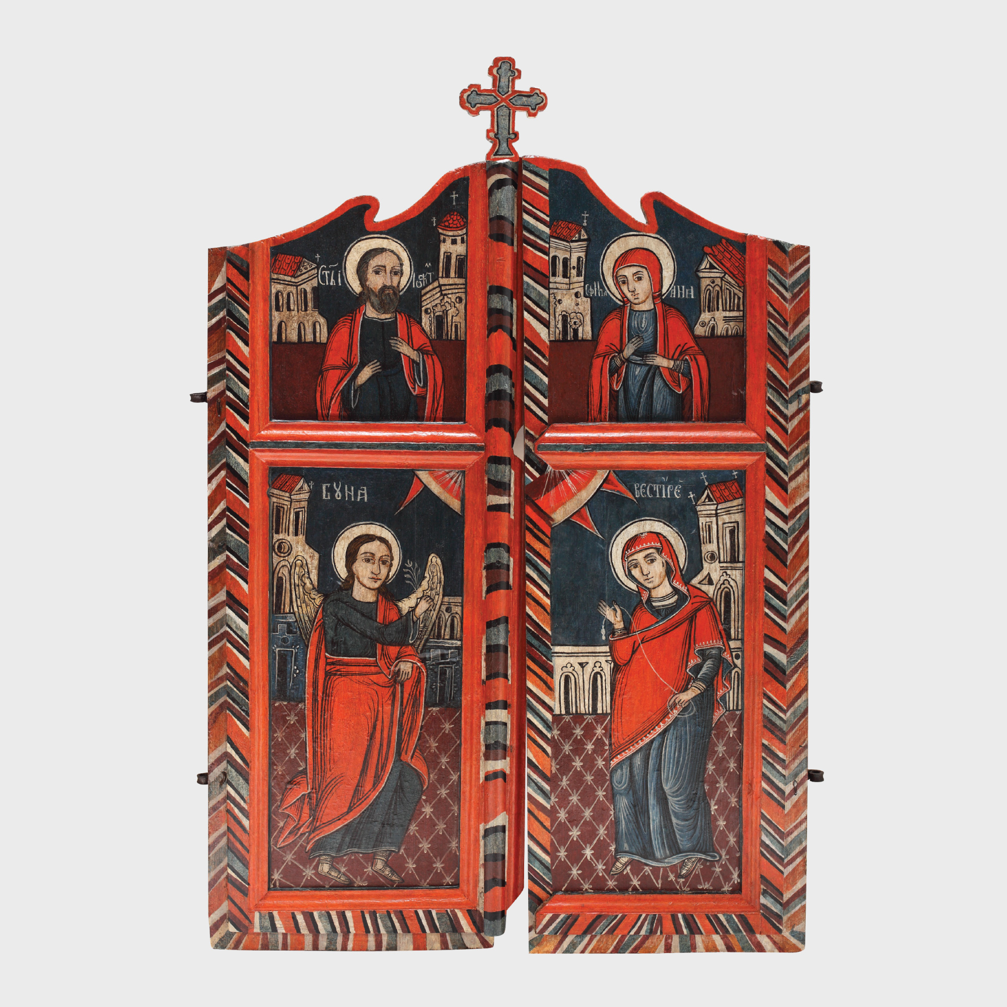 Porți împărătești, reprezentând Buna Vestire, Sfânta Proorociță Ana și Sfântul Ioachim, atelier transilvănean, sfârșitul sec. XVIII; provine din colecția baritonului Ionel Pantea, fost director al Operei din Cluj în anii '80