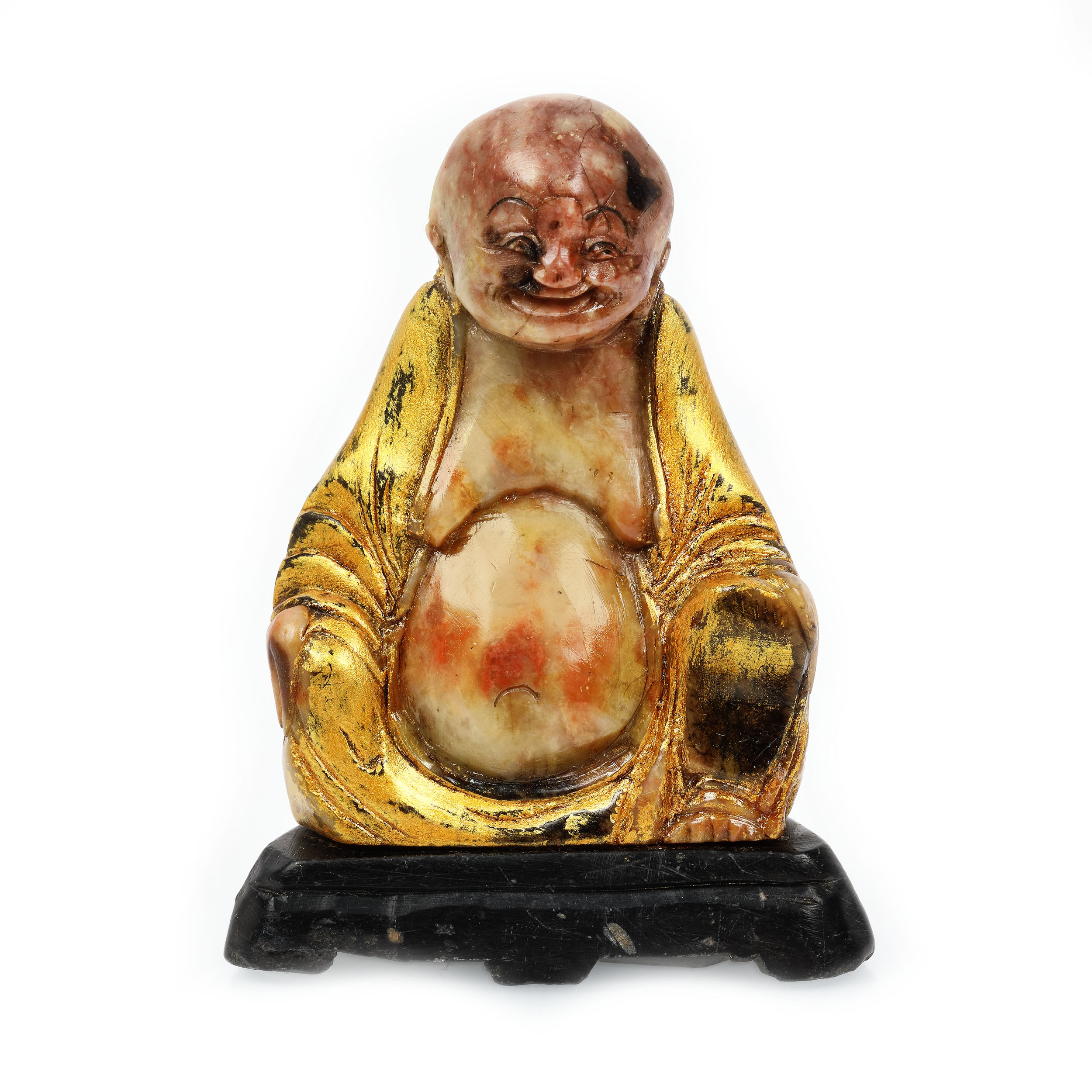  Buddha carved in steatite, partially gilded, the Qing Era, China, the 19th century