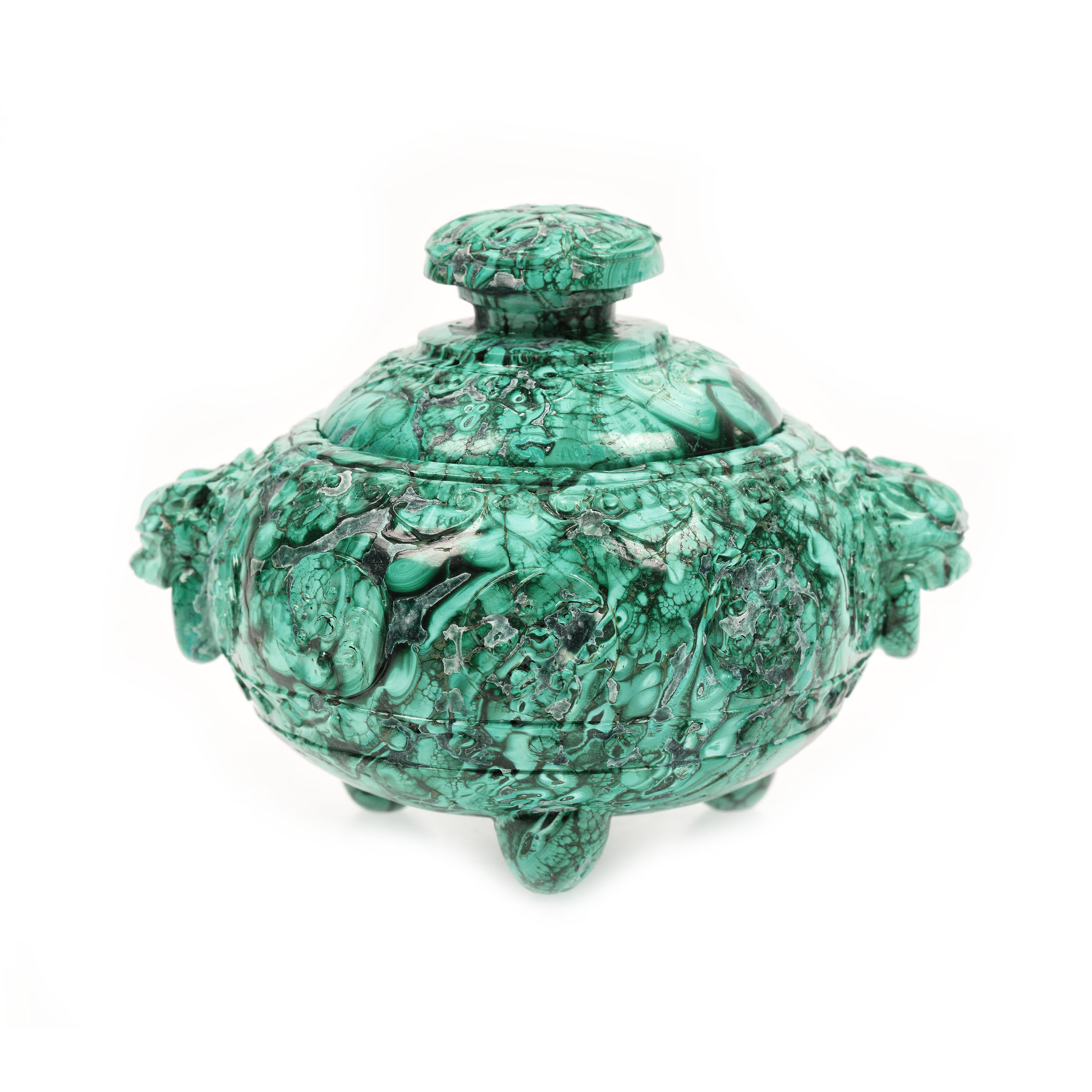Brûle-parfum miniatural din malachit, sfârșitul perioadei Qing, China, începutul sec. XX