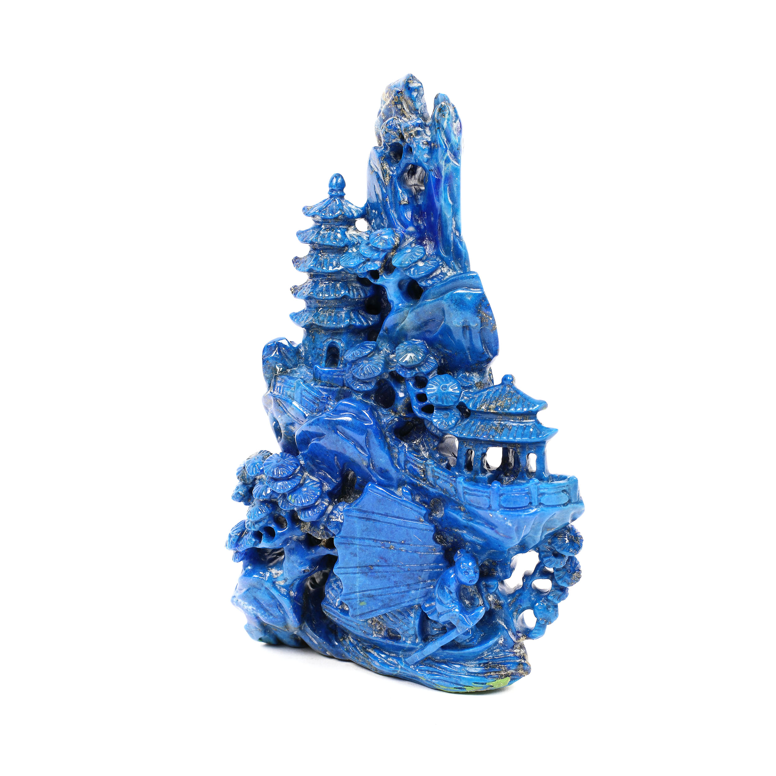 Sculptură în Lapis Lazuli, ilustrând o scenă tradițională, sfârșitul perioadei Qing, China, începutul sec. XX