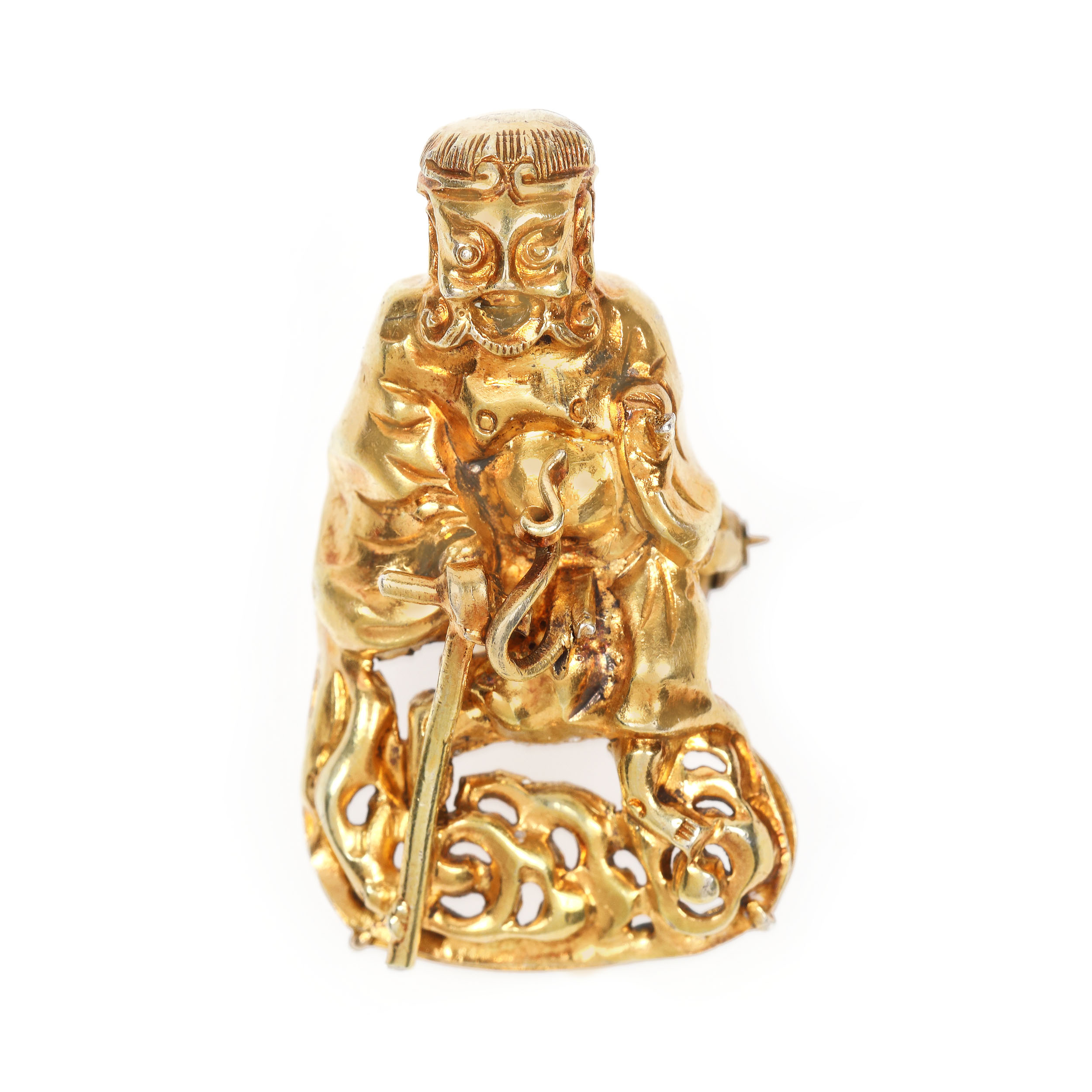 Gilded silver pendant-brooch illustrating an opera actor wearing a mask, the Qing Era, China, the 18th century
