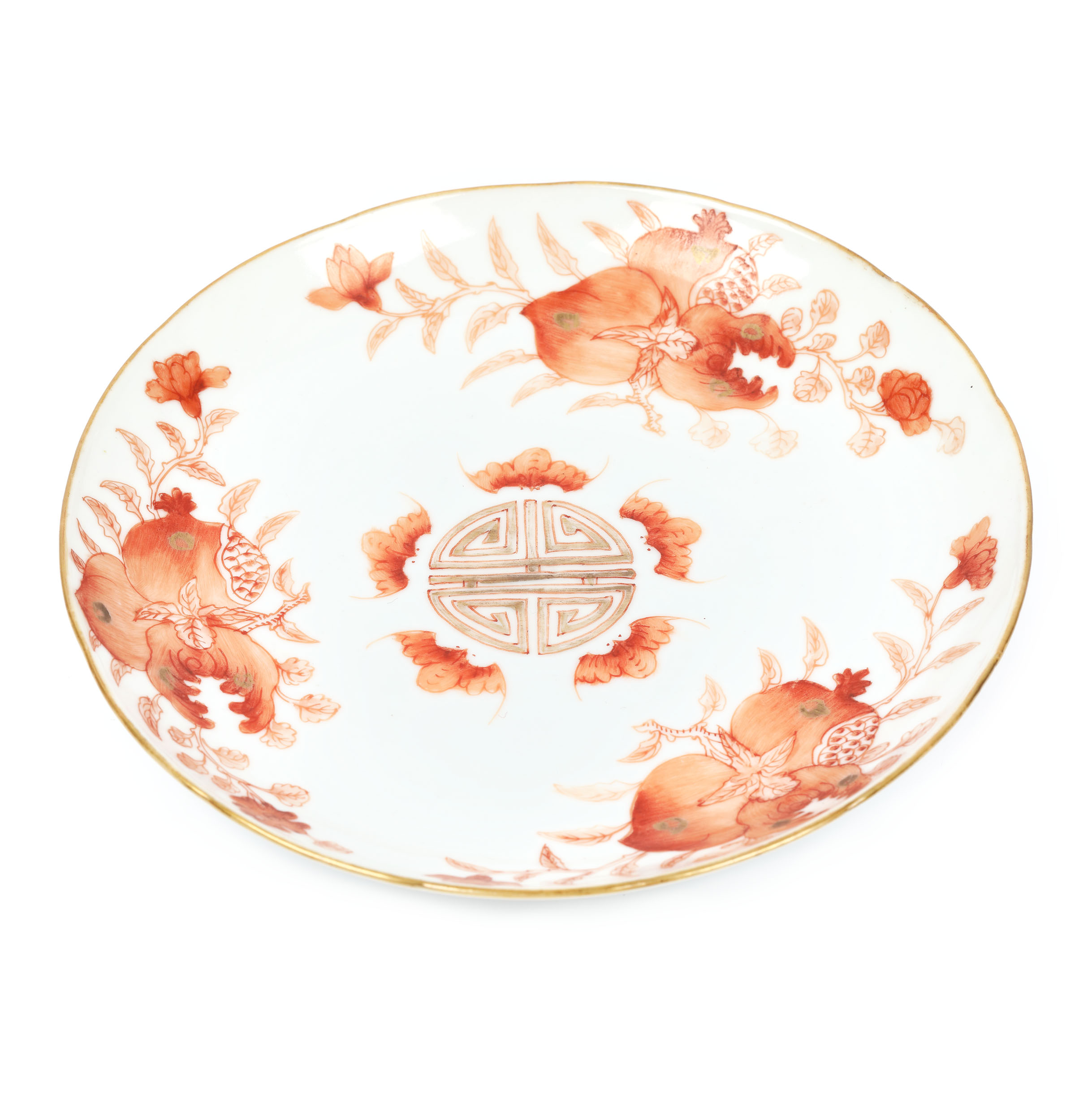Frumos platou din porțelan, decorat cu rodii, marcat cu sigiliul imperial Tongzhi, China, cca. 1862-1874