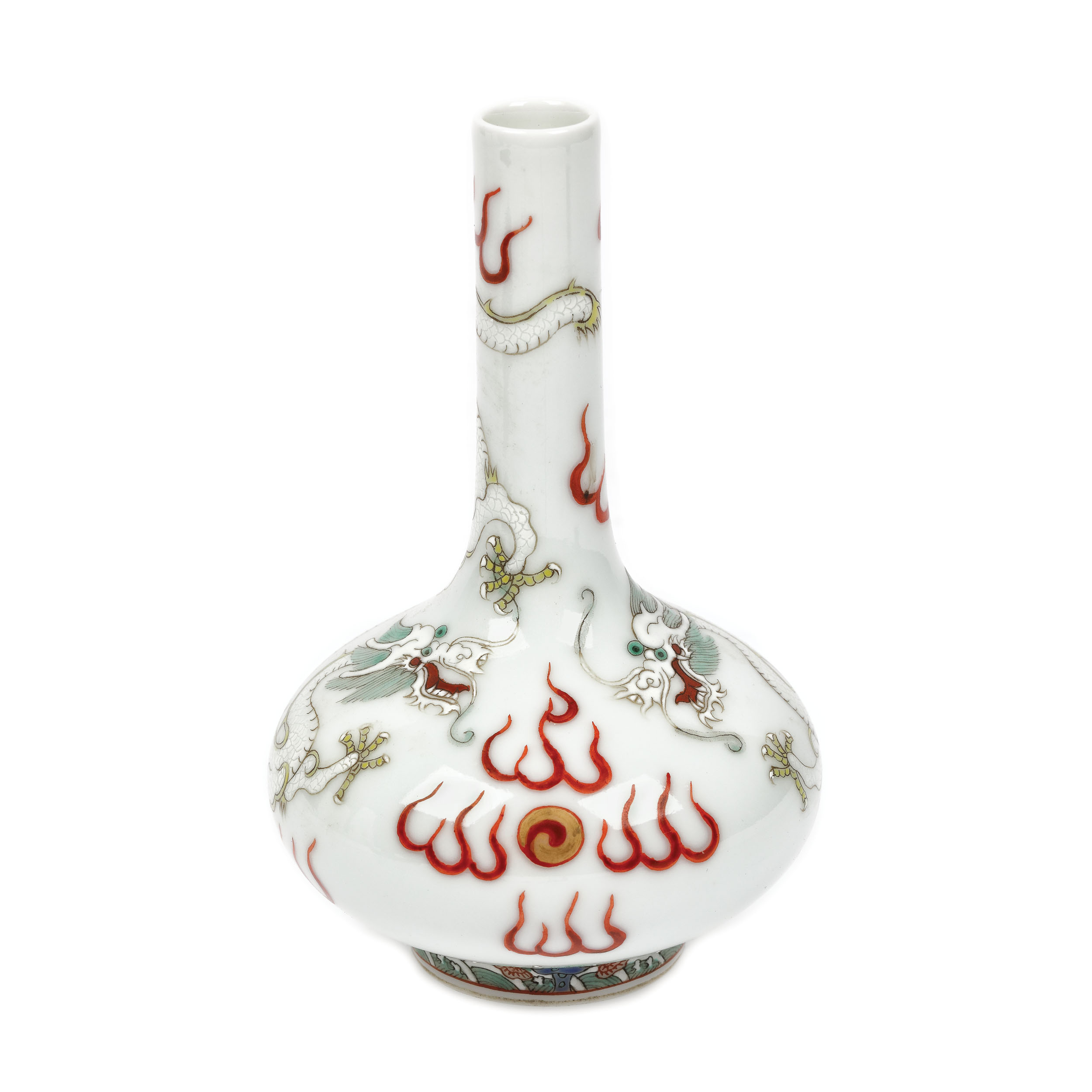 Porcelain vessel decorated with the two dragons chasing a flaming  pearl motif, bearing Emperor Daoguang's seal, China, circa 1821-1850
