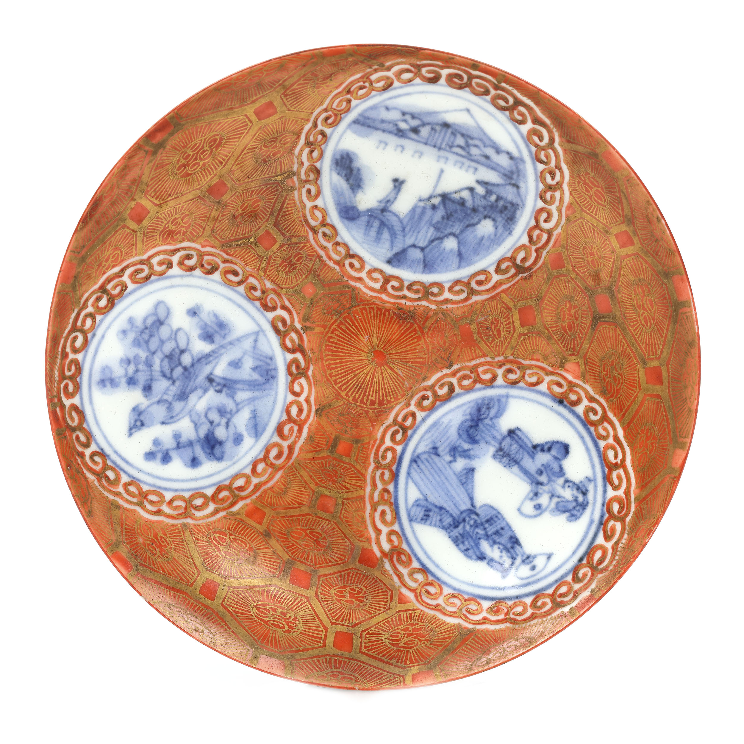 Porcelain dish decorated with traditional motifs, the Qing Era, China, the 19th century