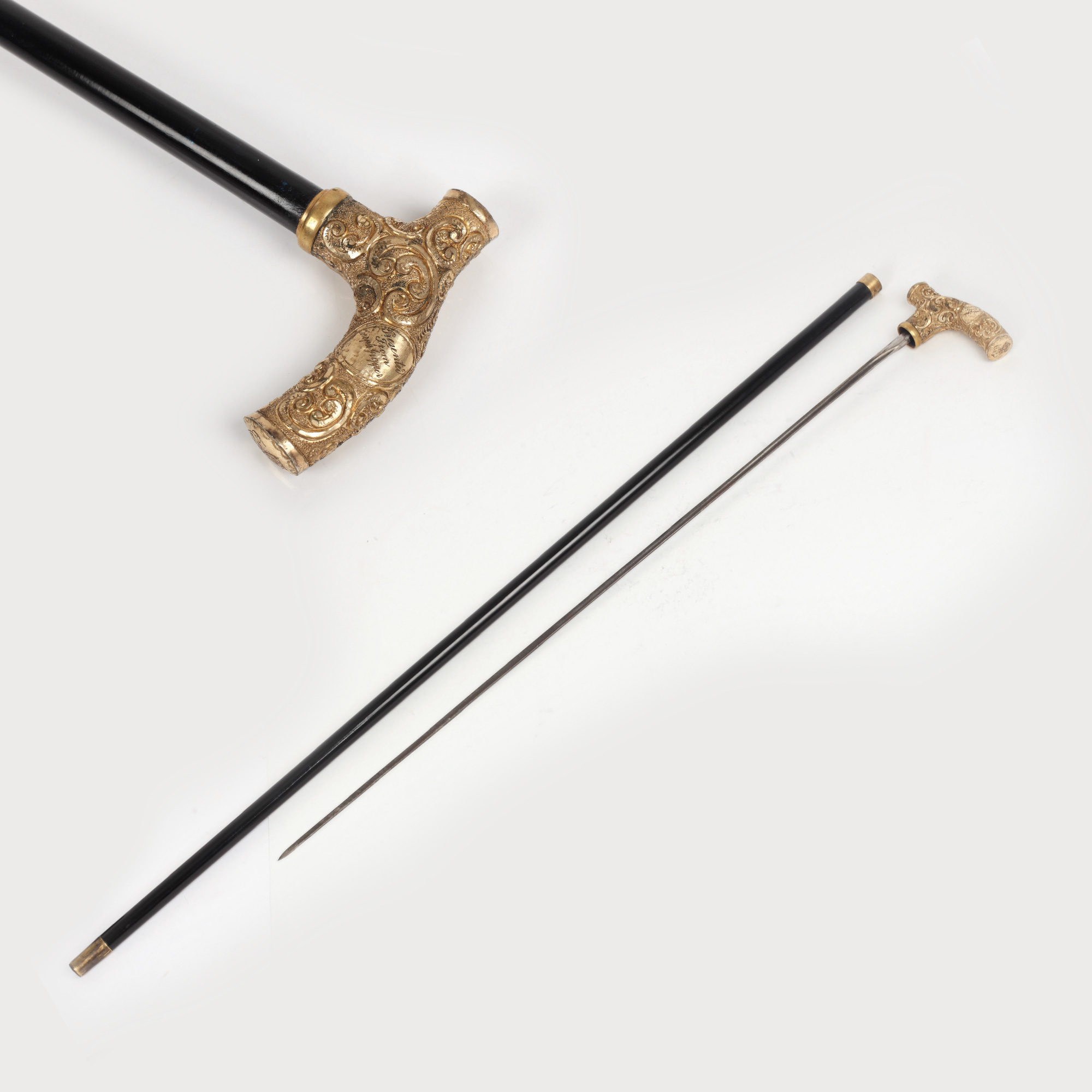 Baston bărbătesc, monogramat, ascunzând un stilet, perioadă Belle-Époque