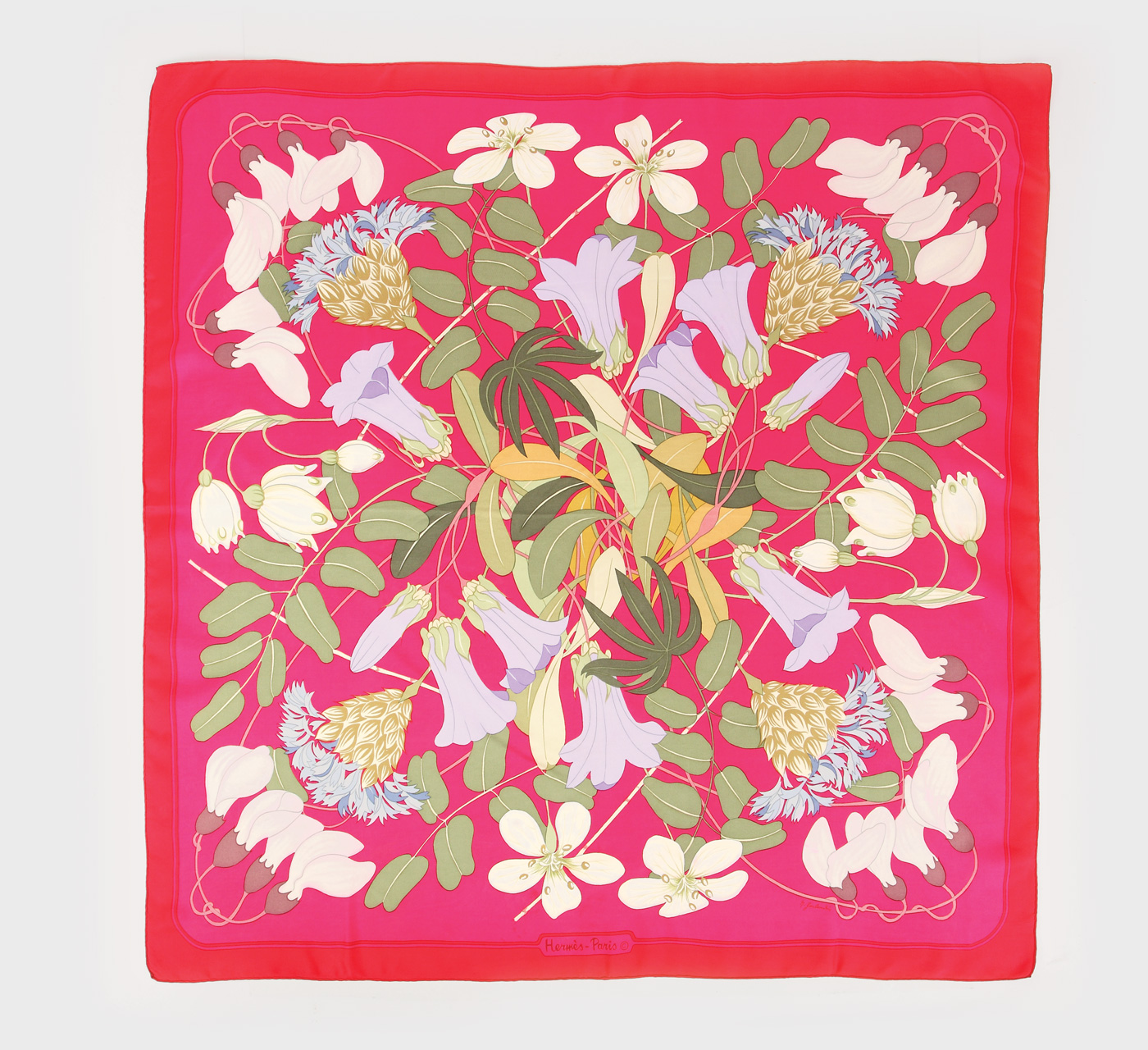 Eșarfă Hermès "Flora Graeca", designer Niki Goulandris, din mătase naturală, 1983