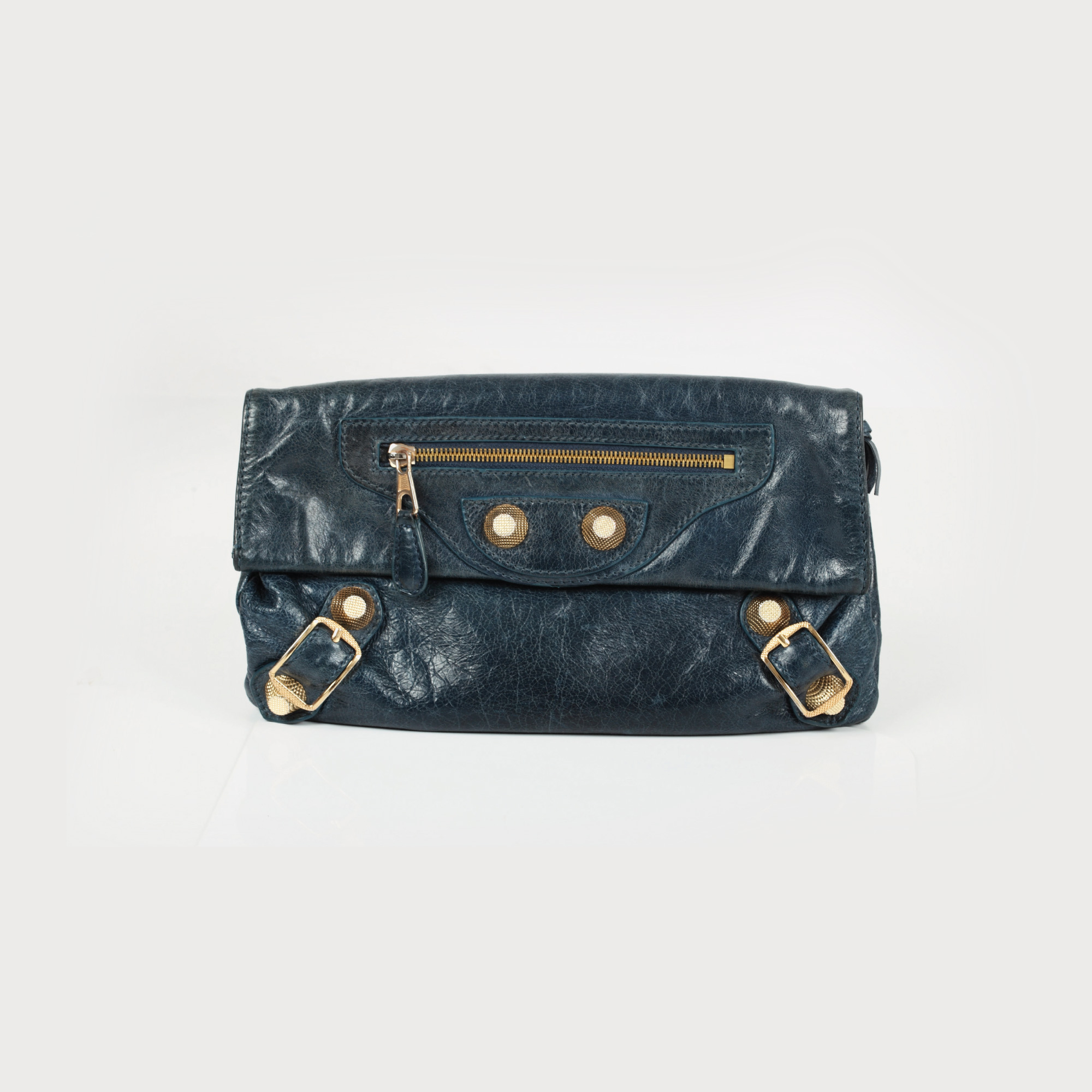 Poșetă plic Balenciaga, din piele, cu detalii aurii
