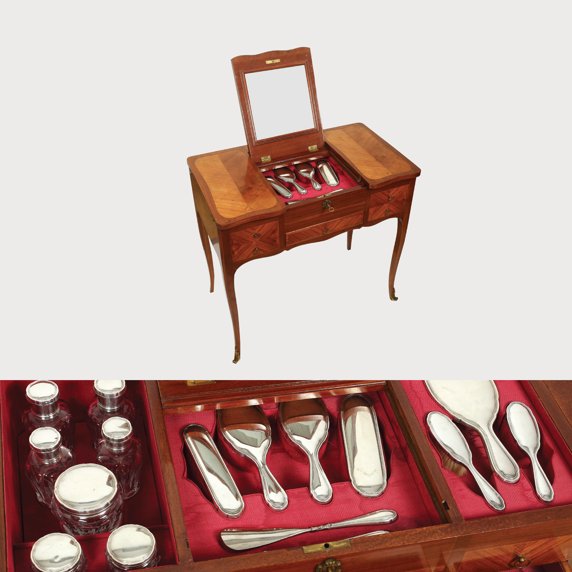 Elegantă masă de toaletă, decorată în stil Louis XV, prima jumătate a sec. XX