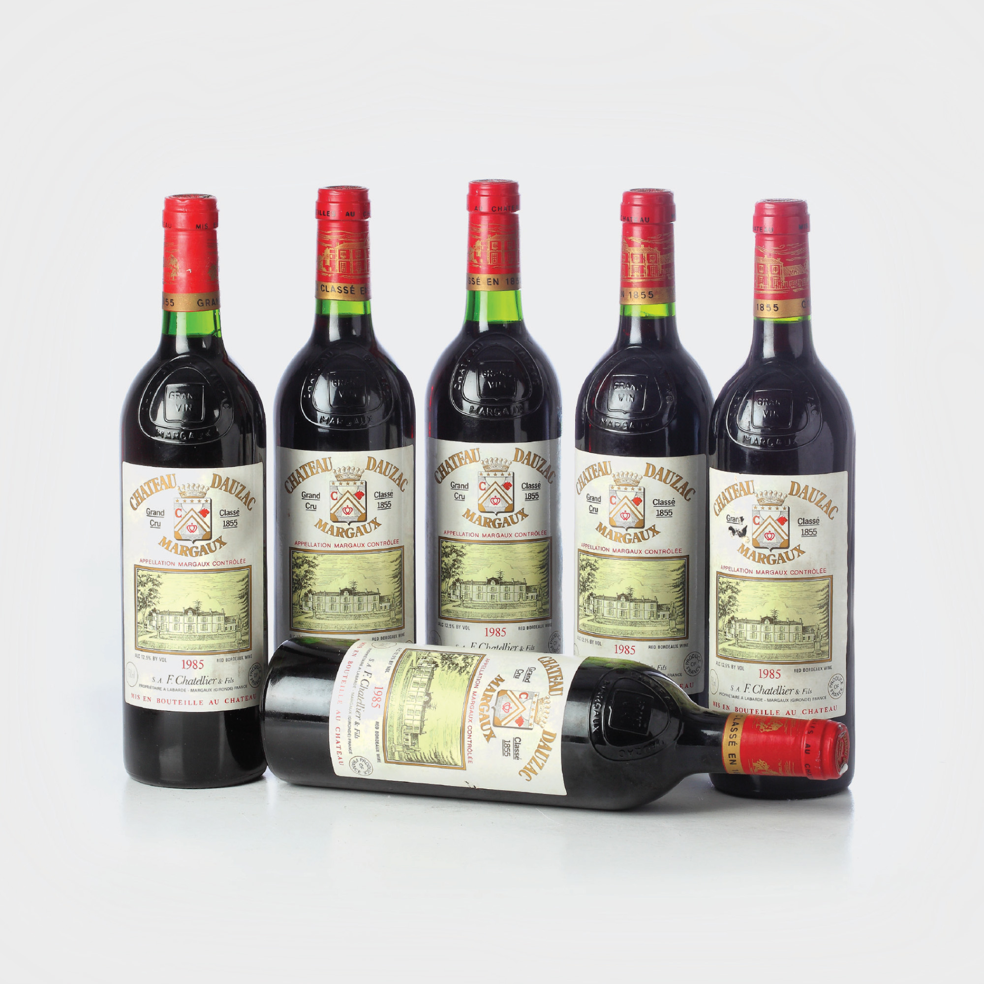 Château Dauzac 1985 75 cl., în cutie originală de lemn, 6 sticle x 75 cl.