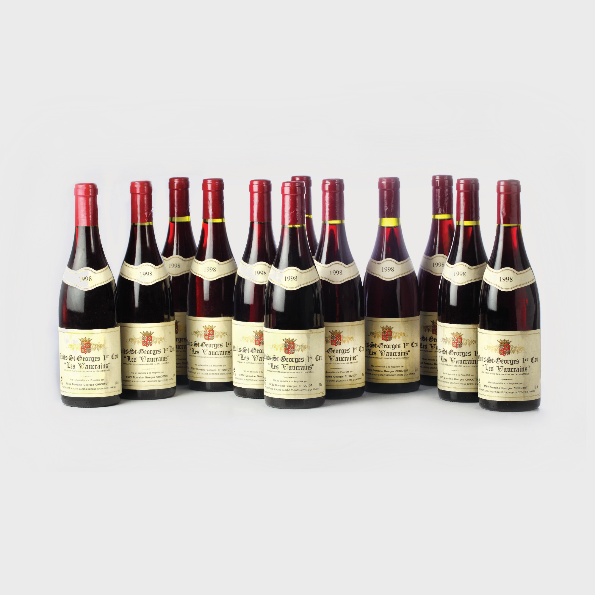 Nuits St. Georges 1er Cru "Les Vaucrains" 1998 75 cl., Domaine Georges Chicotot, în cutie originală, 12 sticle x 75 cl.