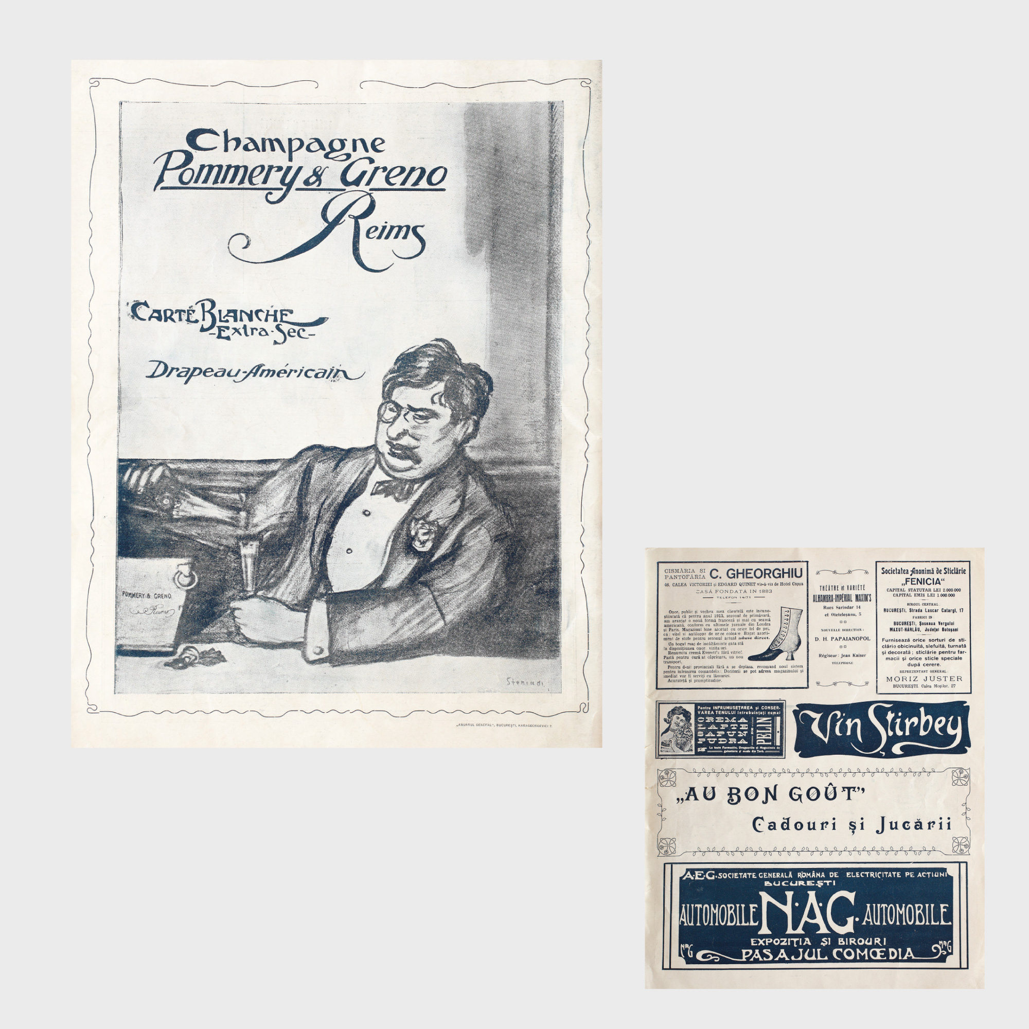 Reclamă la șampania Pommery & Greno, ilustrator Jean Alexandru Steriadi, anii '30