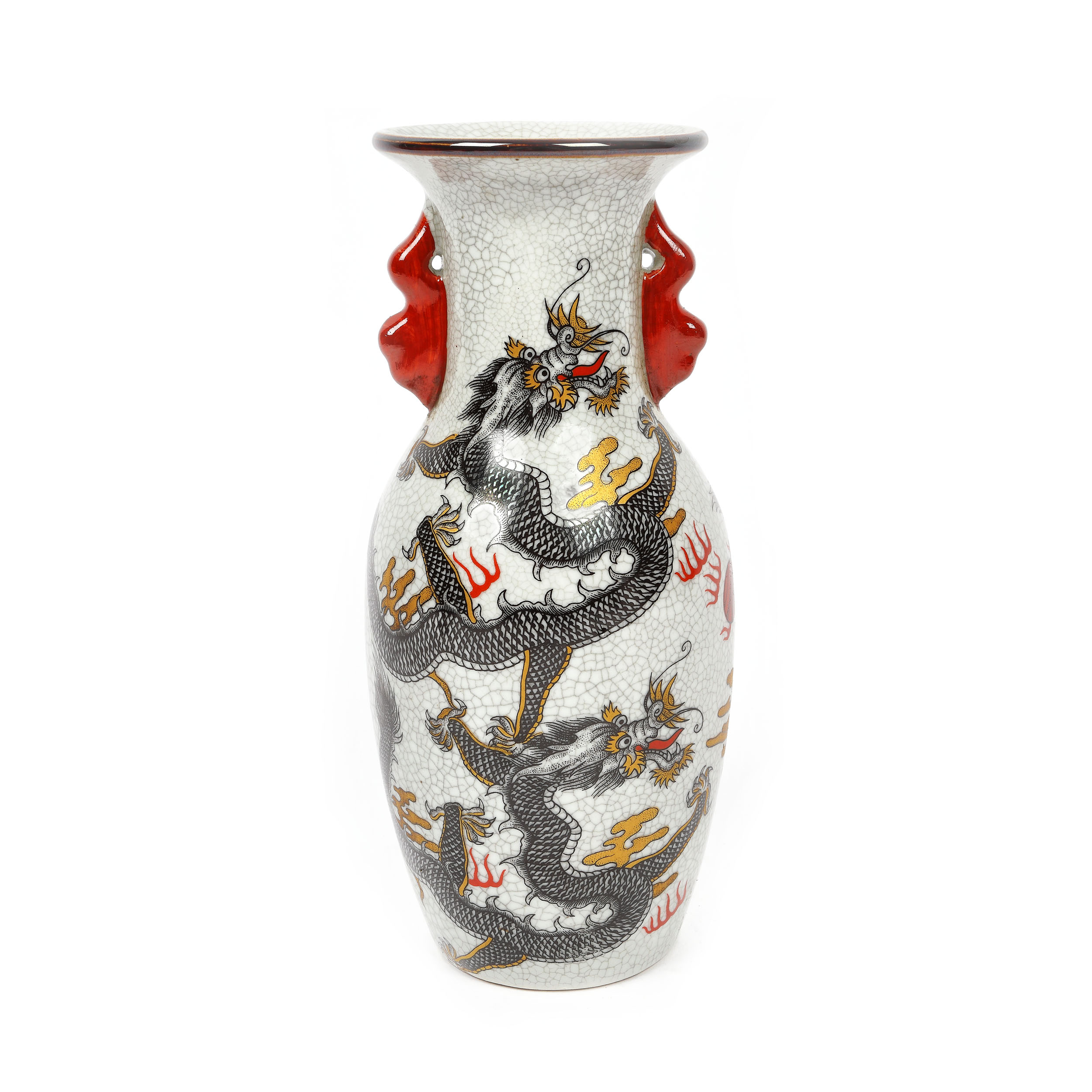 Porcelain vessel decorated with the dragon chasing the pearl motif, retrospective Qianlong mark,  the Qing Era, China, the 19th century