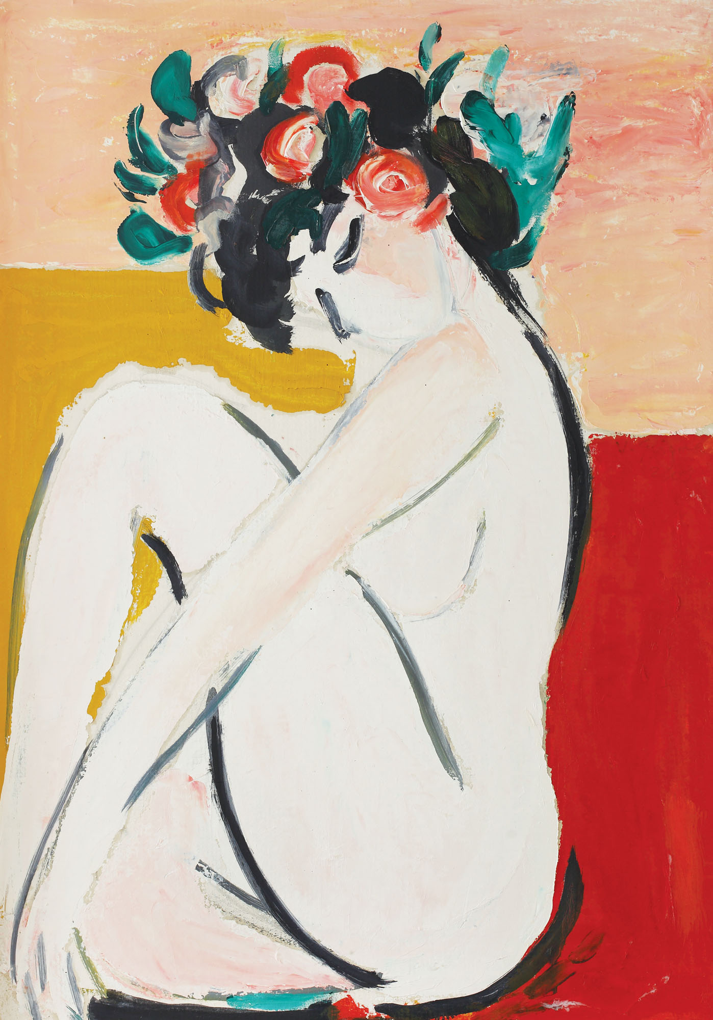 Nude with flowers