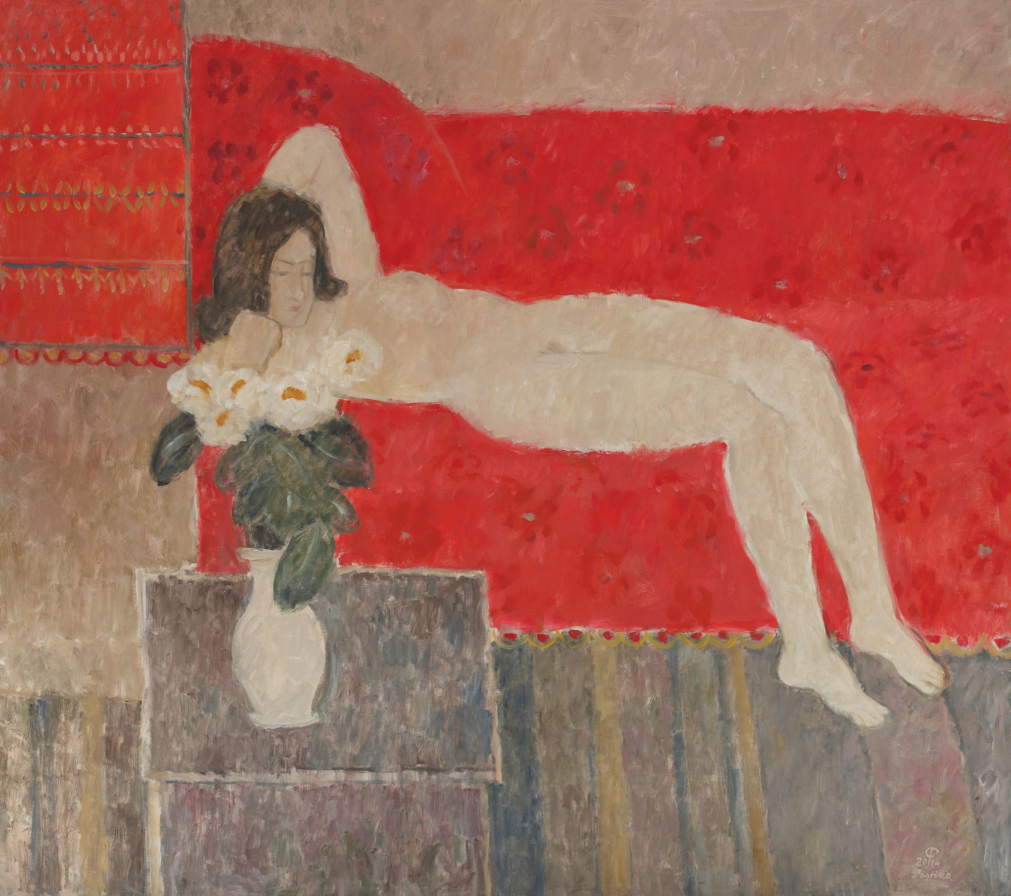 Nude with flowers
