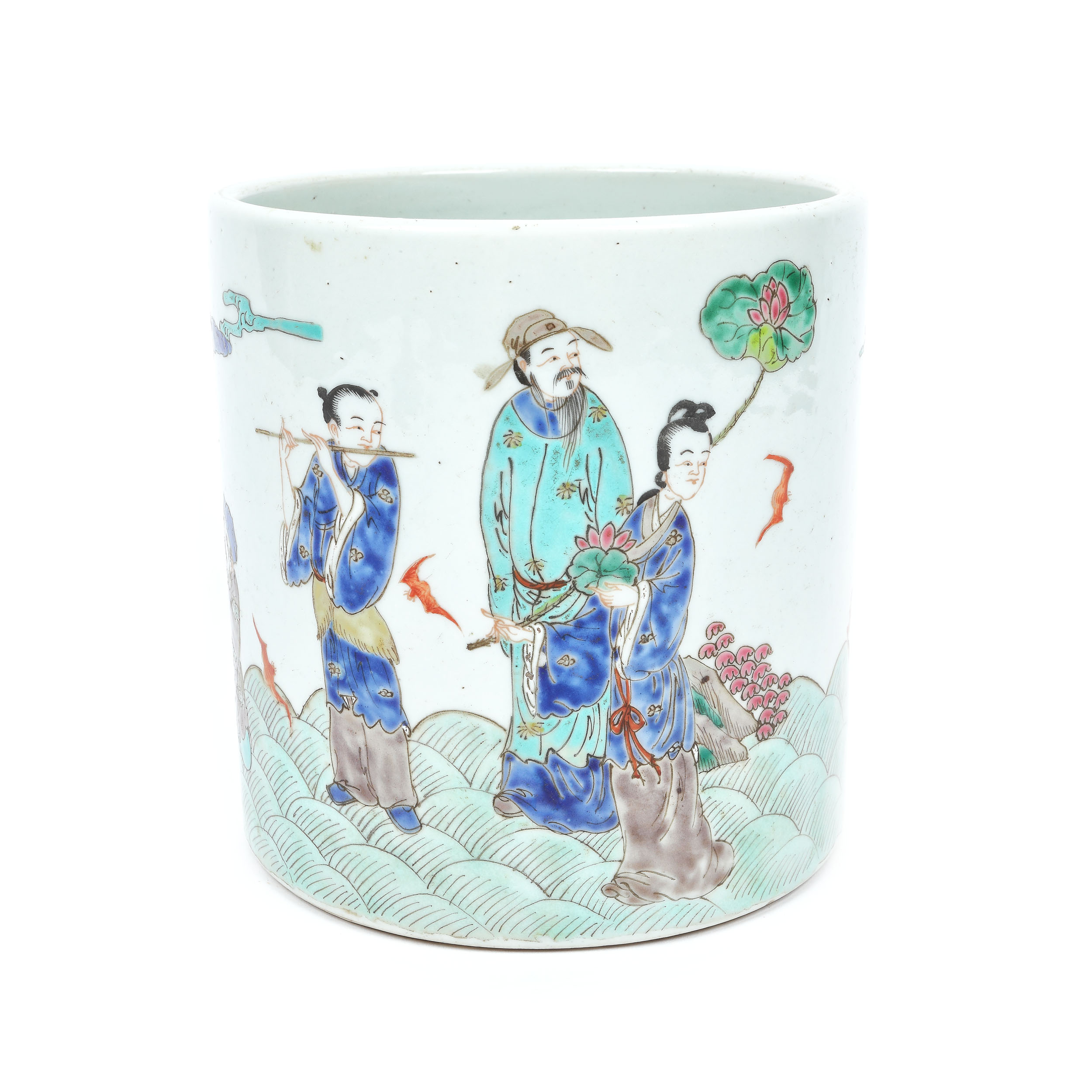 Vas pentru pensule, din porțelan decorat în manieră Yongzheng, atelier "Jiangxi Tai Xiang Li", perioada Republicană, China, cca. 1930-1940
