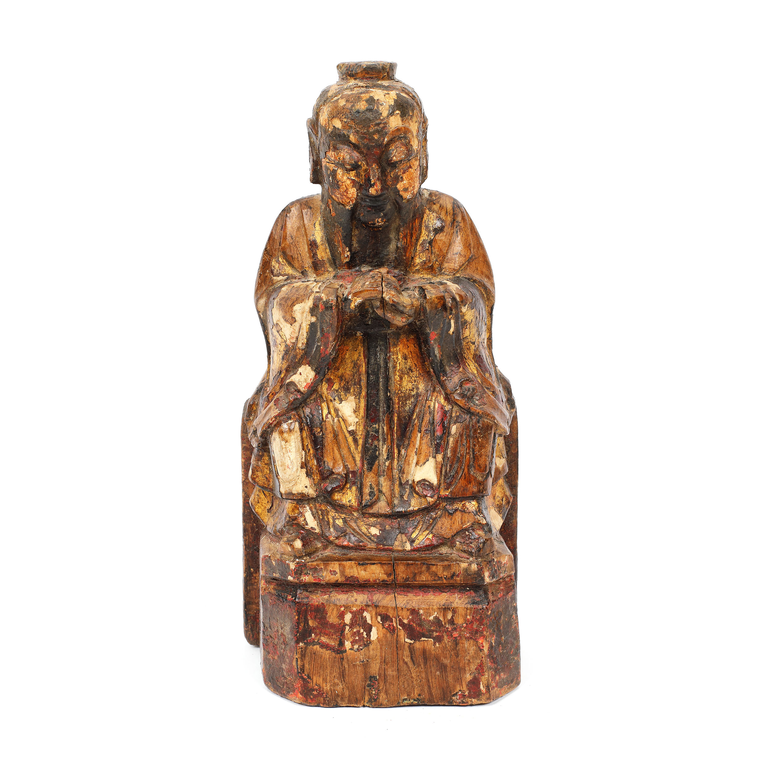 Statuetă din lemn, reprezentând un Luohan, perioada Ming, China, cca. 1368–1644