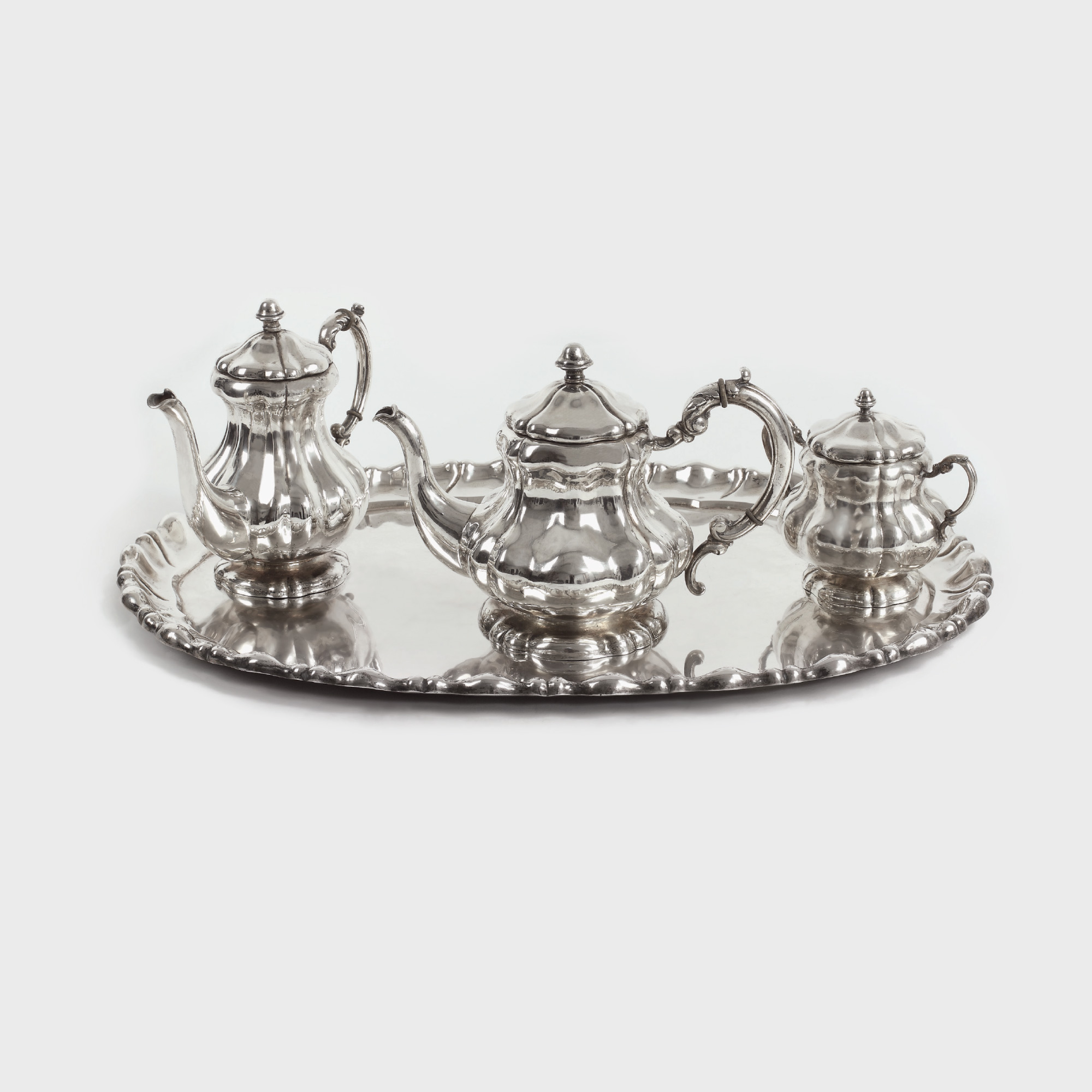 Serviciu din argint, stil Biedermeier, pentru ceai/cafea, 1937-1949