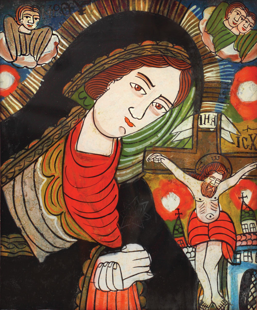 Icoană românească "Maica Domnului Îndurerată", atelier Scheii Braşovului, sfârșitul sec. XVIII; provine din Colecția Dr. Iosif Dona, retrocedată de Muzeul Național de Artă al României în 2007