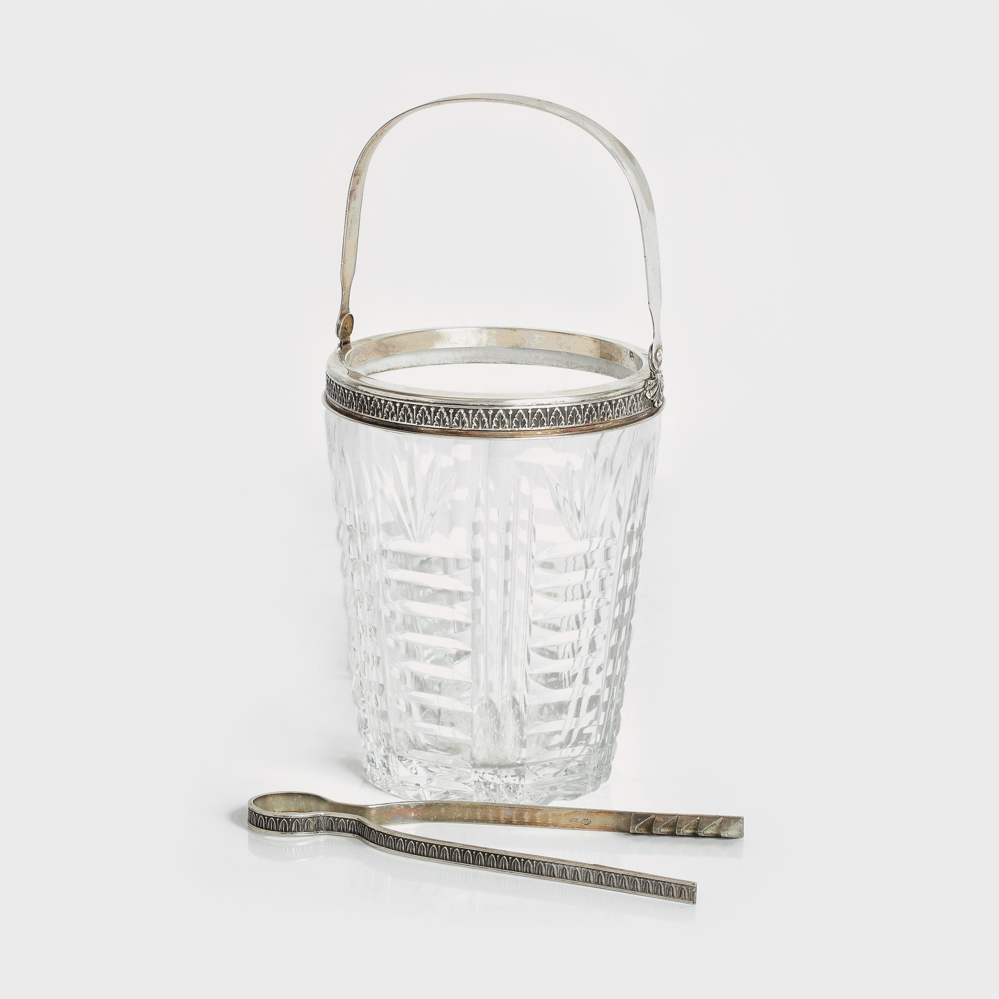 Vas pentru cuburi de gheață, din cristal și argint, stil Neo-clasic, anii '50