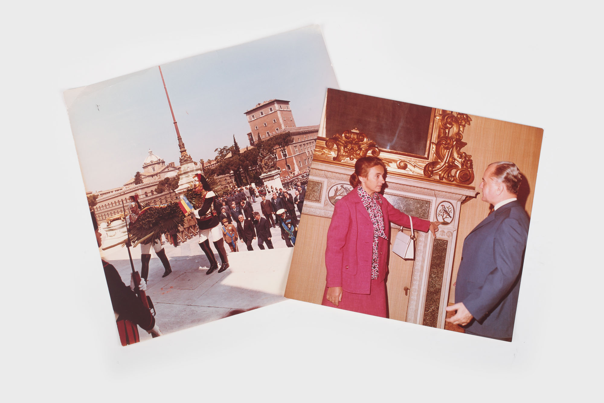 Vizita soților Ceaușescu la Roma, 1973, lot de 2 fotografii color
