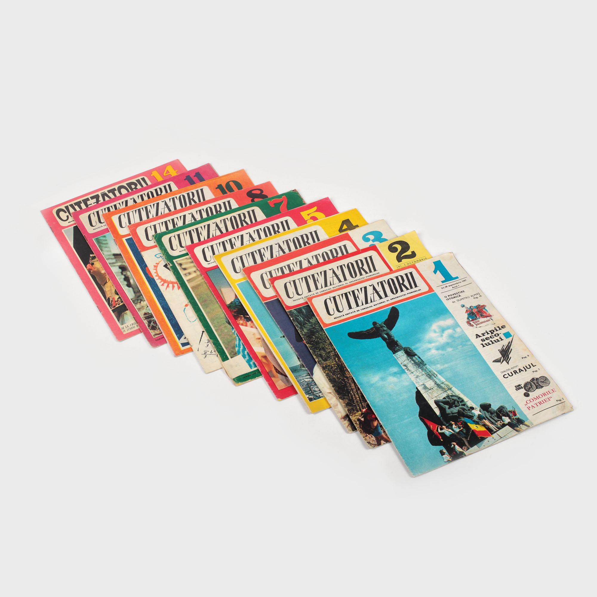 Seria Revistei "Cutezătorii" în primul ei an de apariție, 1967 (lipsesc numerele 6 și 9)