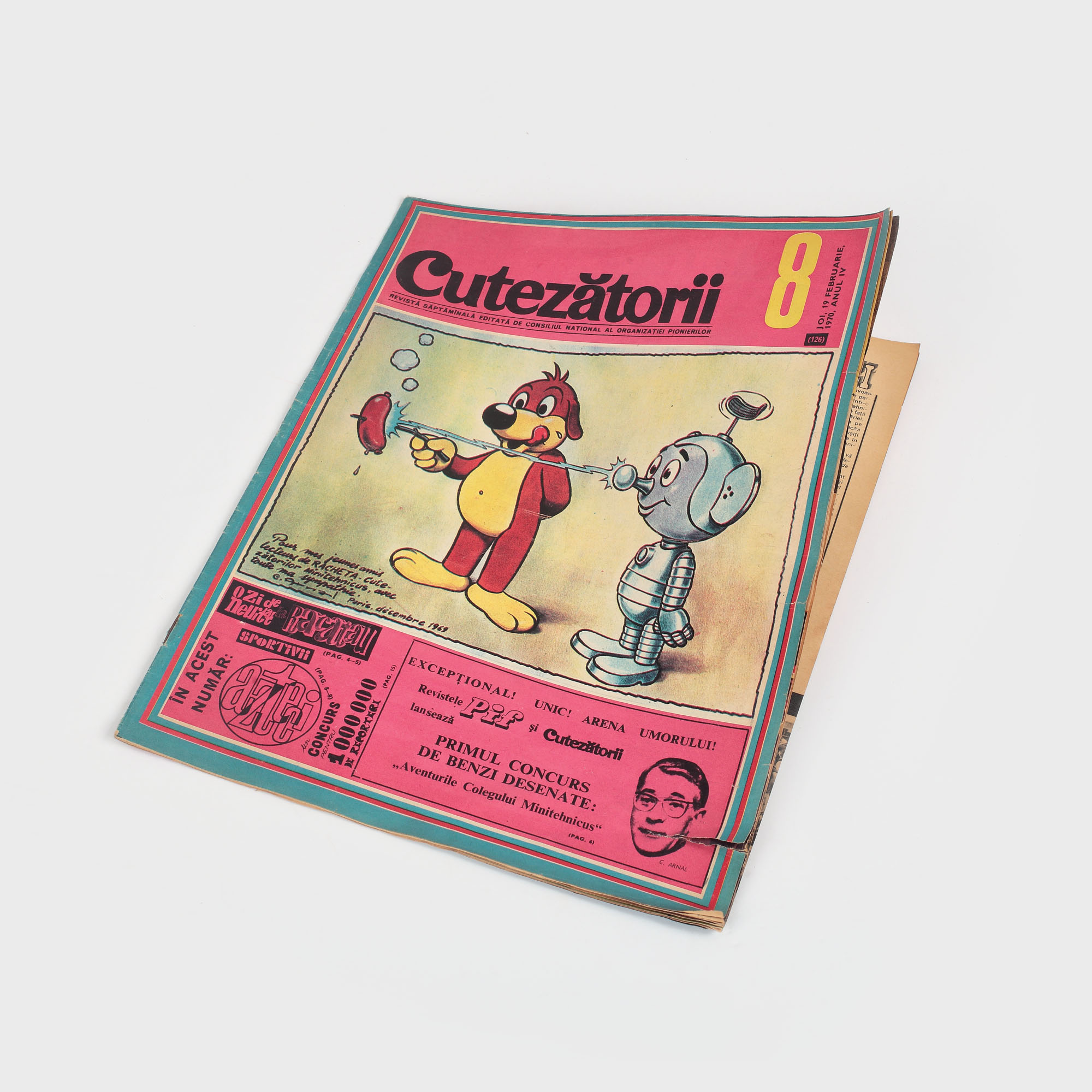 Revista "Cutezătorii", nr. 8/1970, ediția specială ce lansează primul concurs de bandă desenată în inedita colaborare cu Revista "Pif"