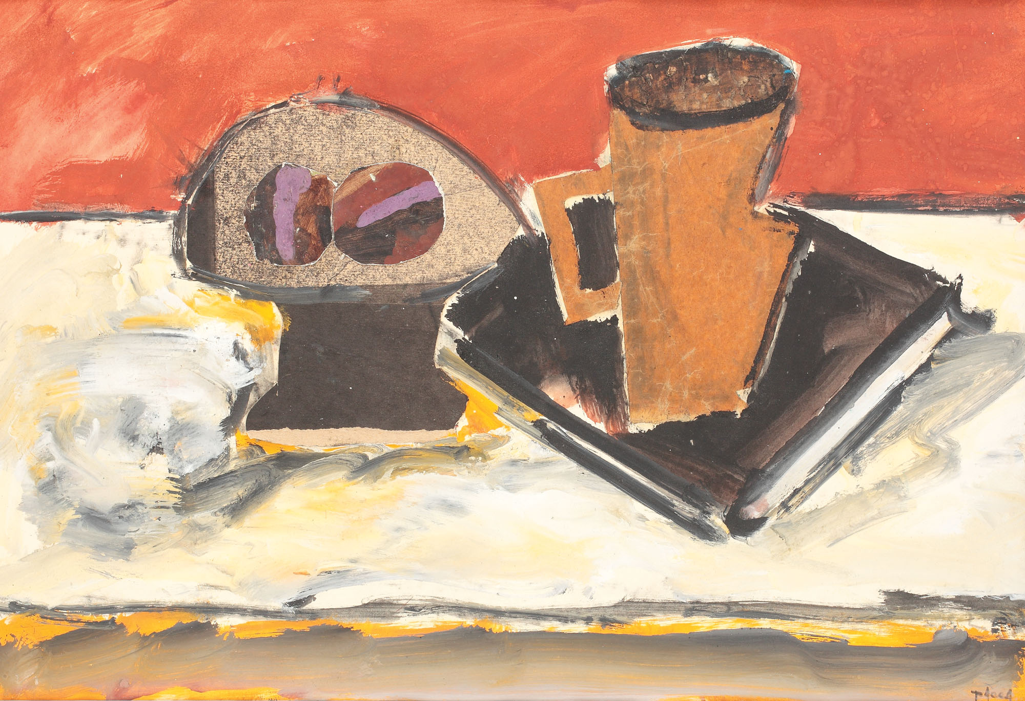 Still life with fruits, book and coffee cup