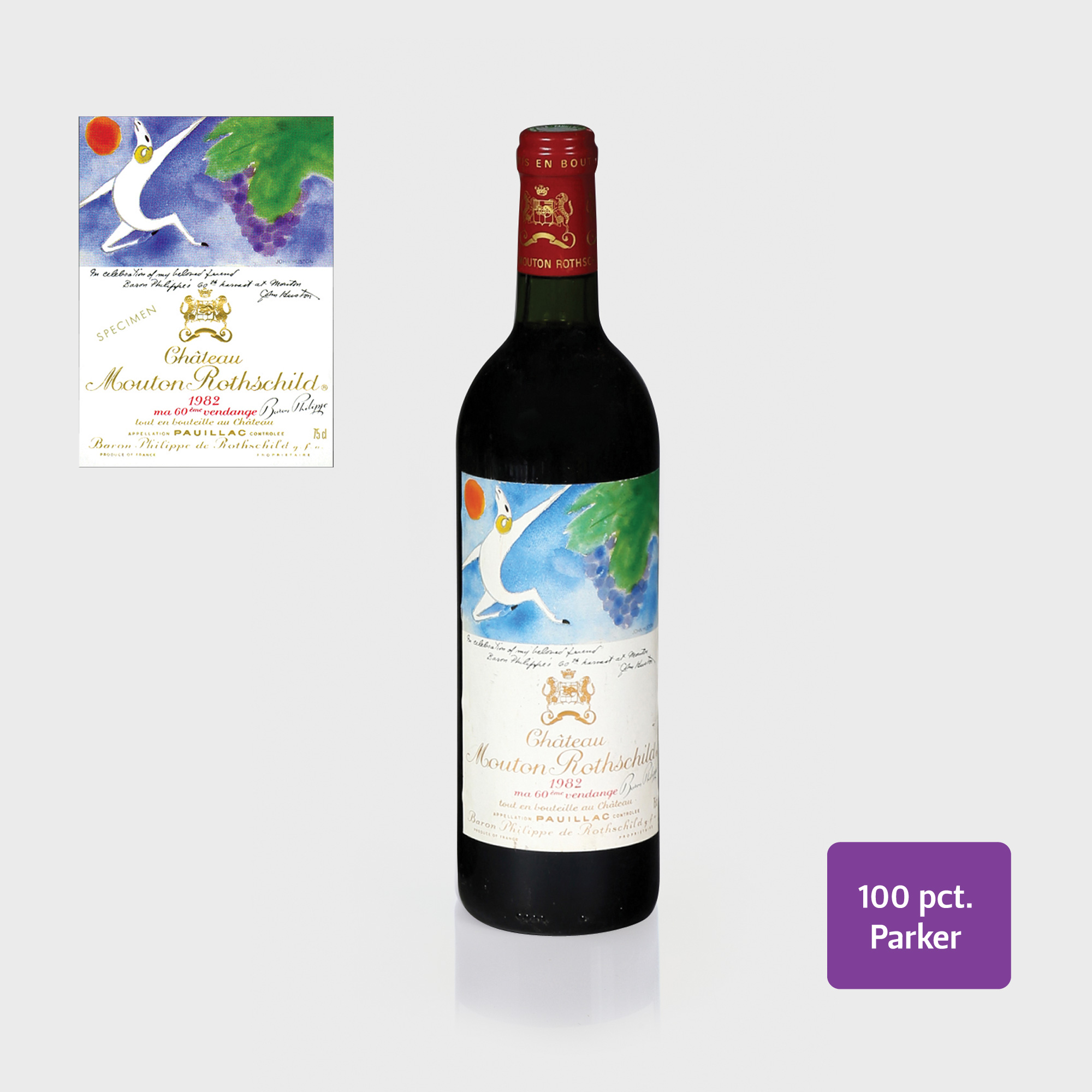 Mouton Rotschild 1982 Premier Cru Classé 75 cl., 1 sticlă x 75 cl. - etichetă de John Huston