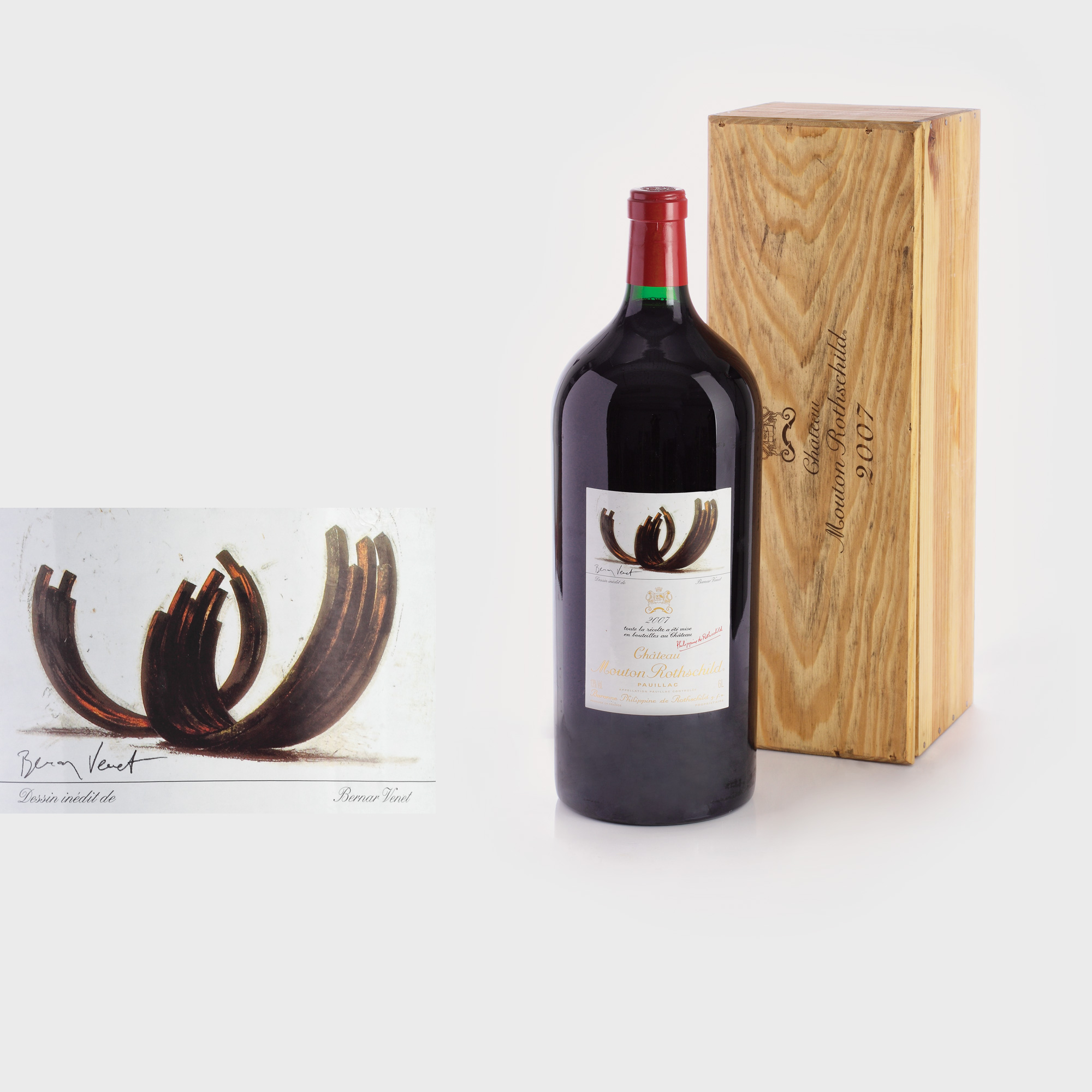 Mouton Rothschild 2007 Premier Cru Classé Imperial 6 l. în cutie de lemn, 1 sticlă x 6 l. - etichetă de Bernard Venet