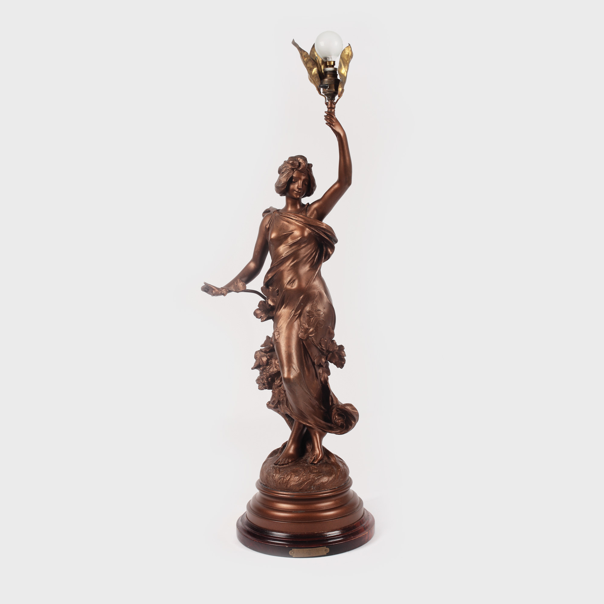 "Toamna" - Lampă Art Nouveau, de birou, sculptată de Julien Causse, cca. 1890