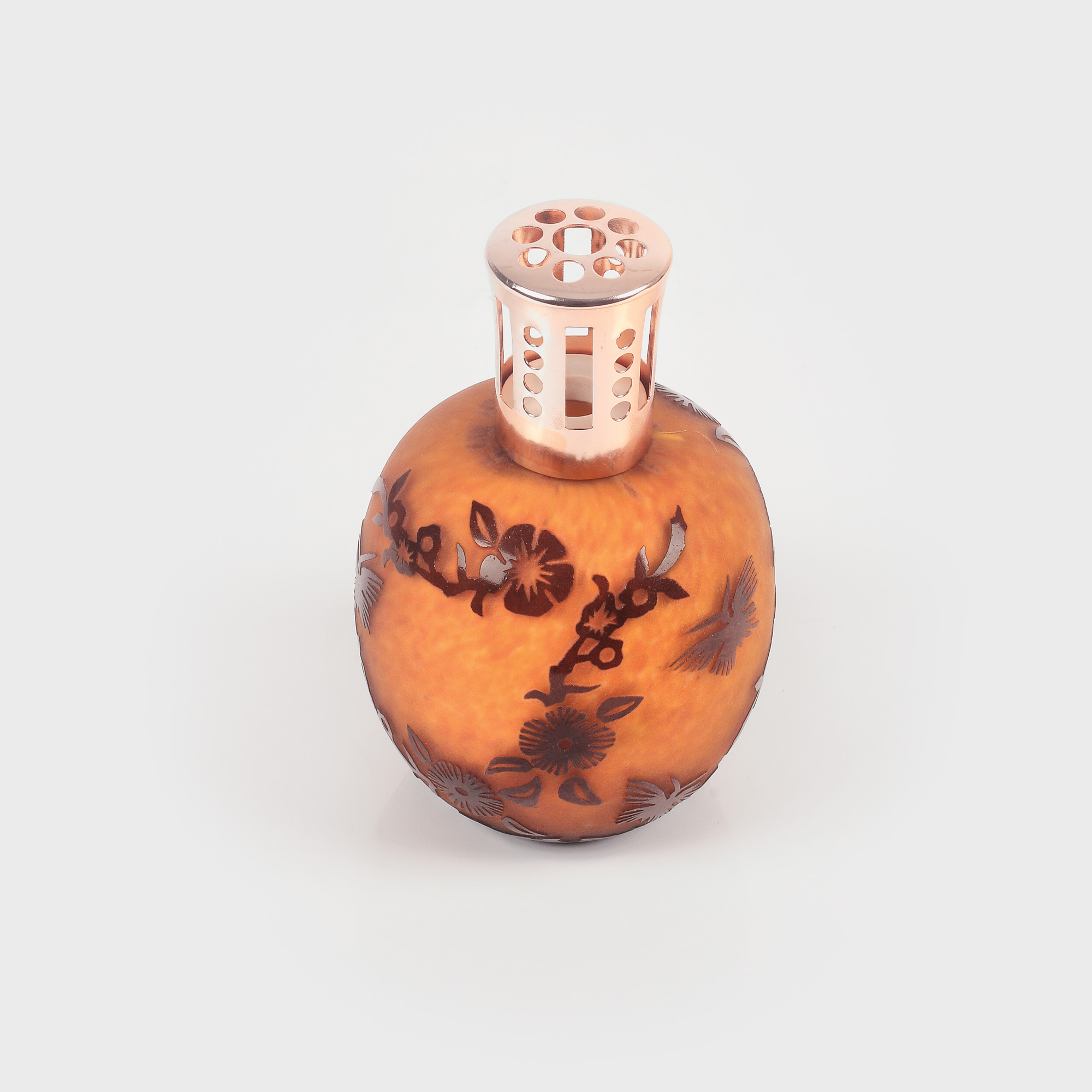 Brûle-parfum Berger, designer Regis Dho, manieră Art Nouveau, decorat cu crenguțe de cireș și fluturi