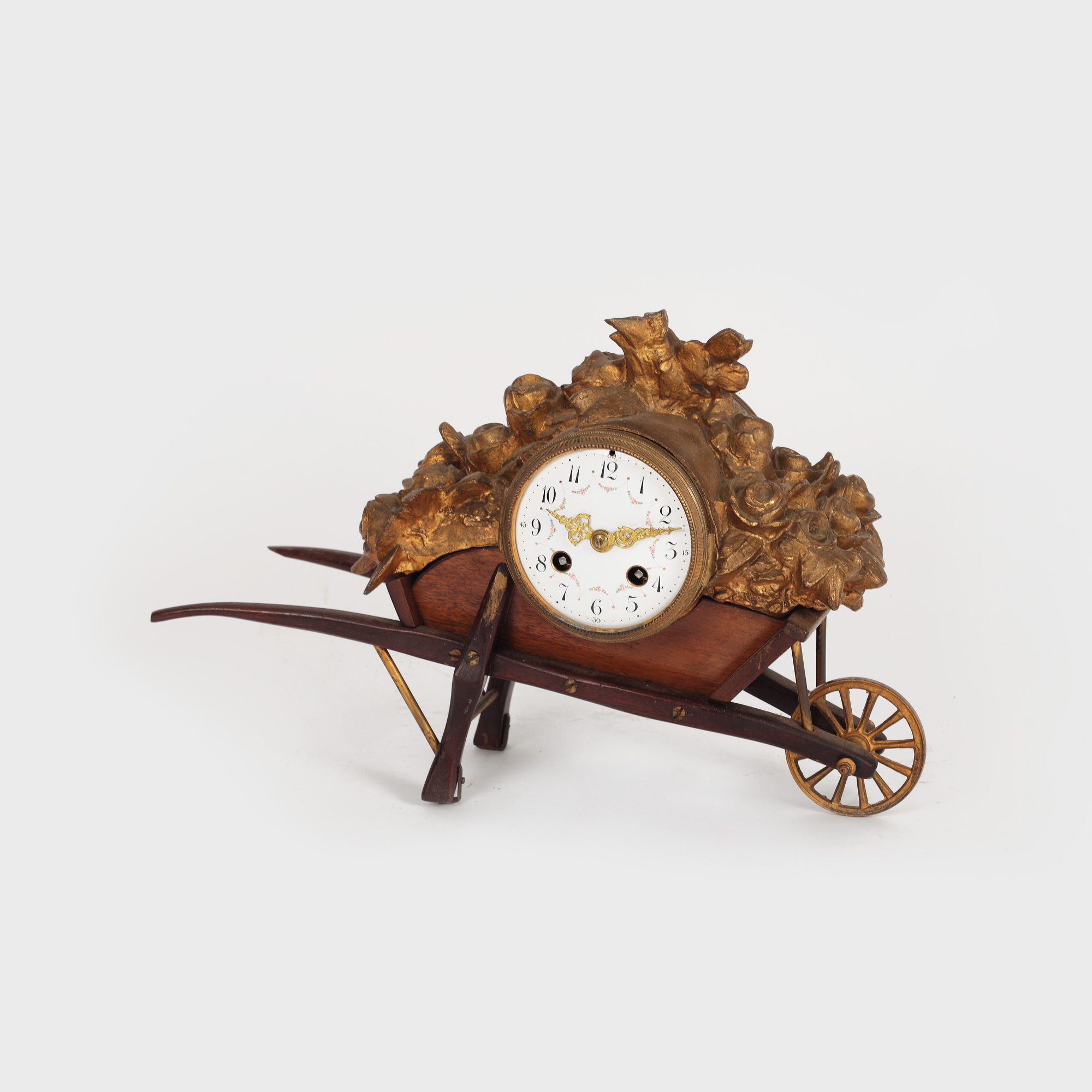 Ceas decorativ, manieră Rococo, bronze doré (Ormolu), simbolizând abundența, sfârșitul sec. XIX