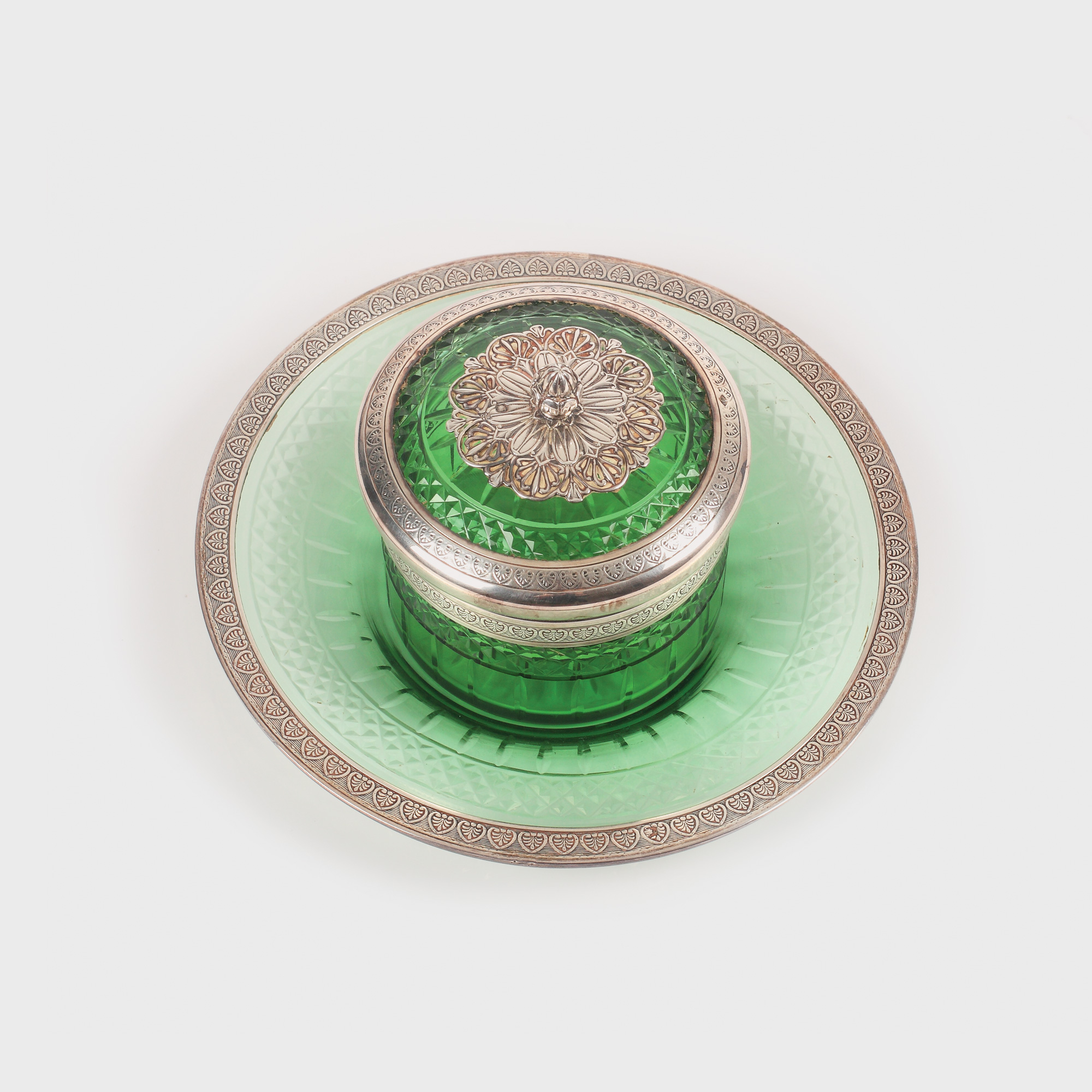 Vas din argint, designer Henri Lapeyre, cristal Baccarat, pentru caviar, început sec. XX