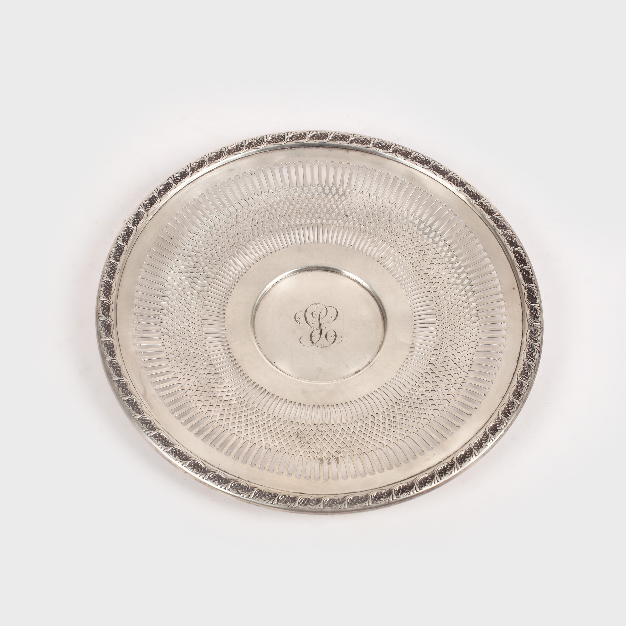 Platou din argint Frank Whiting, monogramat, începutul sec. XX
