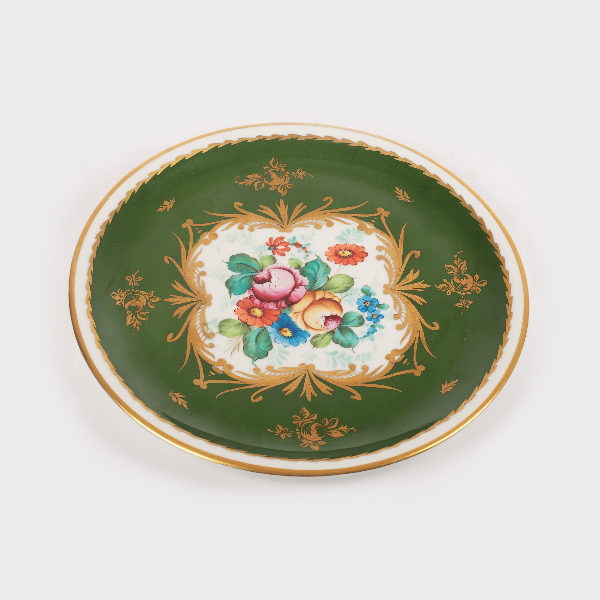 Platou Limoges, pictat cu aur, decorat cu motive baroce