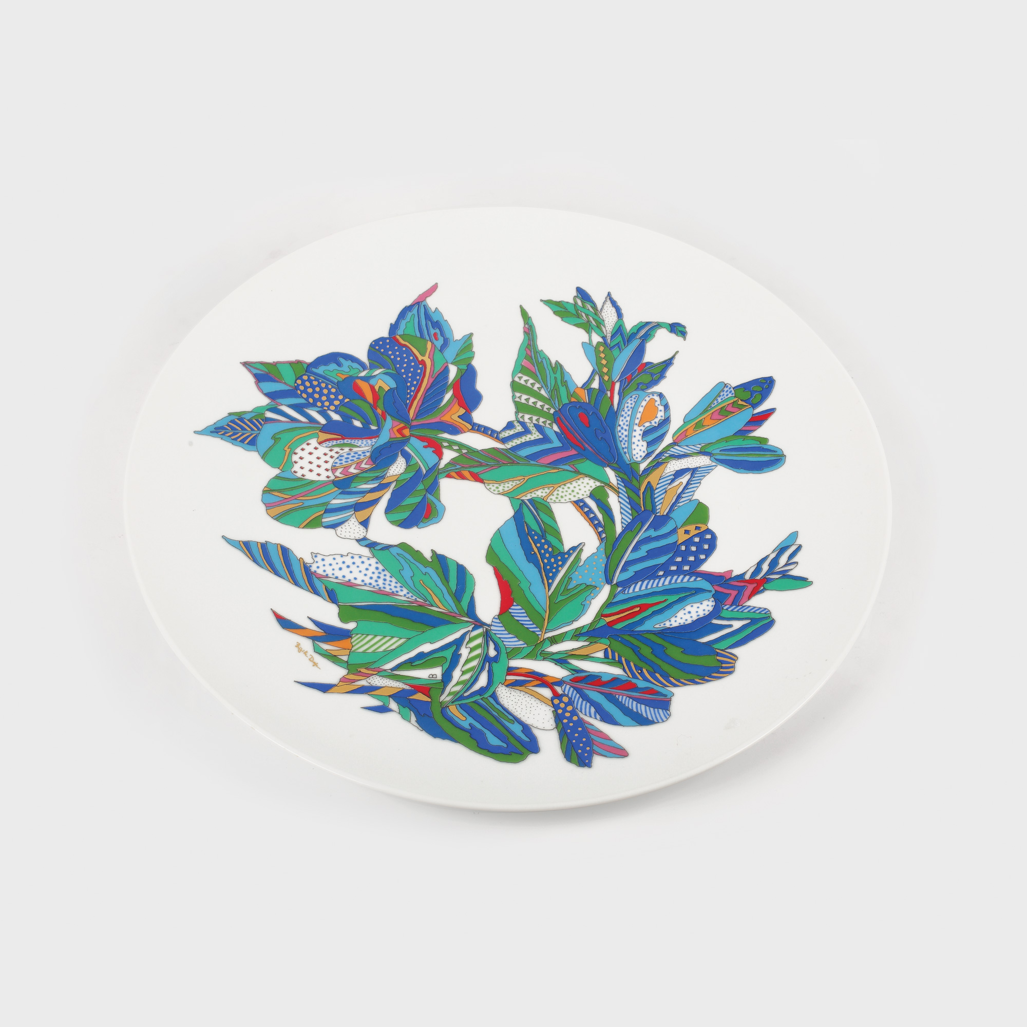Platou Rosenthal, designer Brigitte Doege, decorat cu flori de fantezie